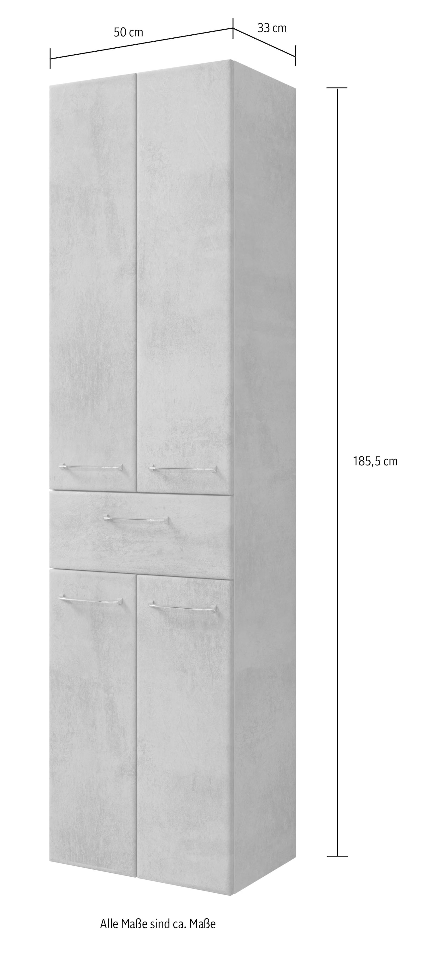 Saphir Hochschrank »Quickset 945 Badschrank, 50 cm breit, 4 Türen, 1 Schublade« Badezimmer-Hochschrank inkl. Türdämpfer, Griffe in Chrom glänzend