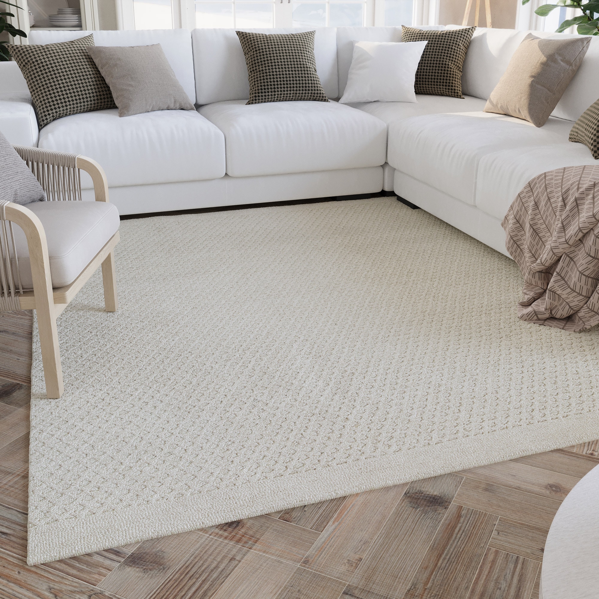 Wecon home Wollteppich »Hamptons THIRTYEIGHT«, rechteckig, 11 mm Höhe, Läufer, Schurwolle, Kurzflor, Wohn- & Schlafzimmer, elegant, Waben