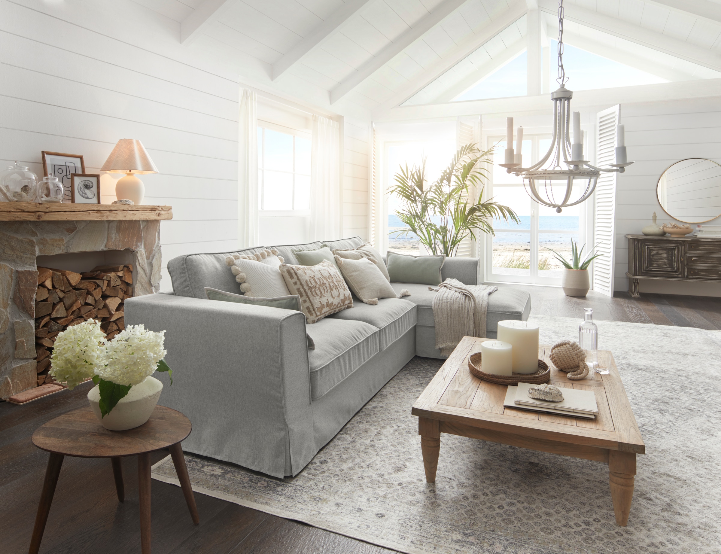 Timbers Ecksofa »Vintage L-Form«, 3-Sitzer Polsterecke im Landhausstil, mit abnehmbarer Husse