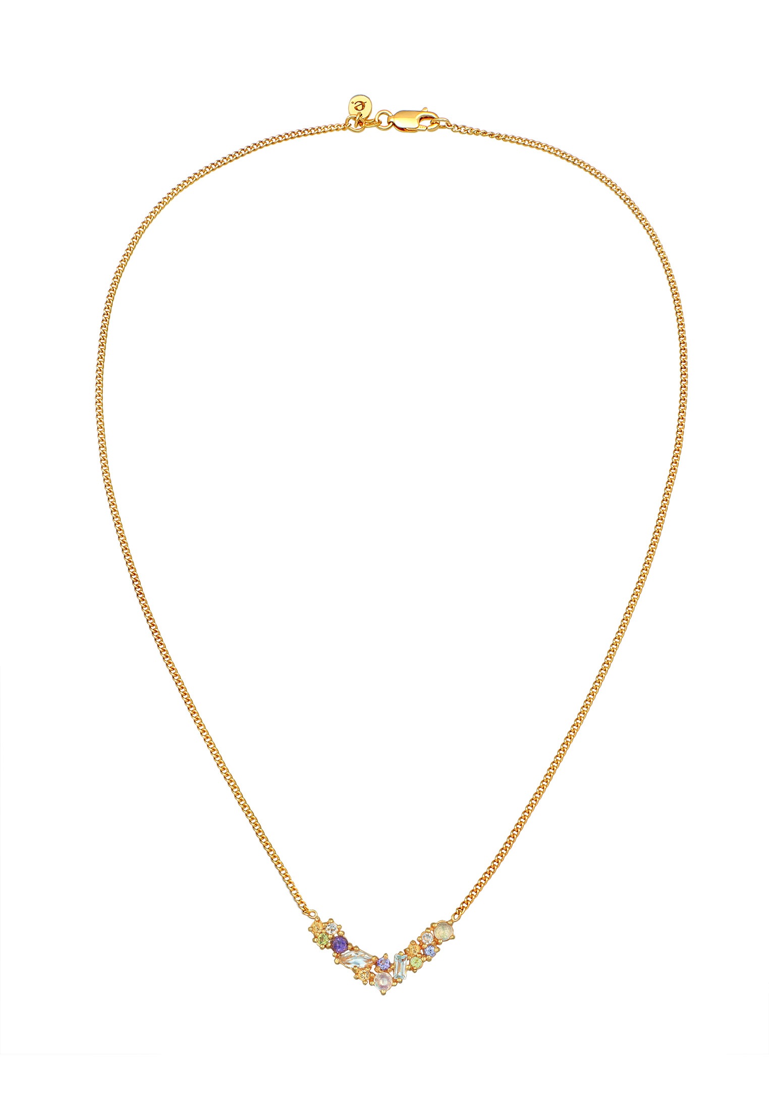 Elli Premium Kette mit Anhänger »Halskette Pastell Edelstein Glamour 925 Silber«