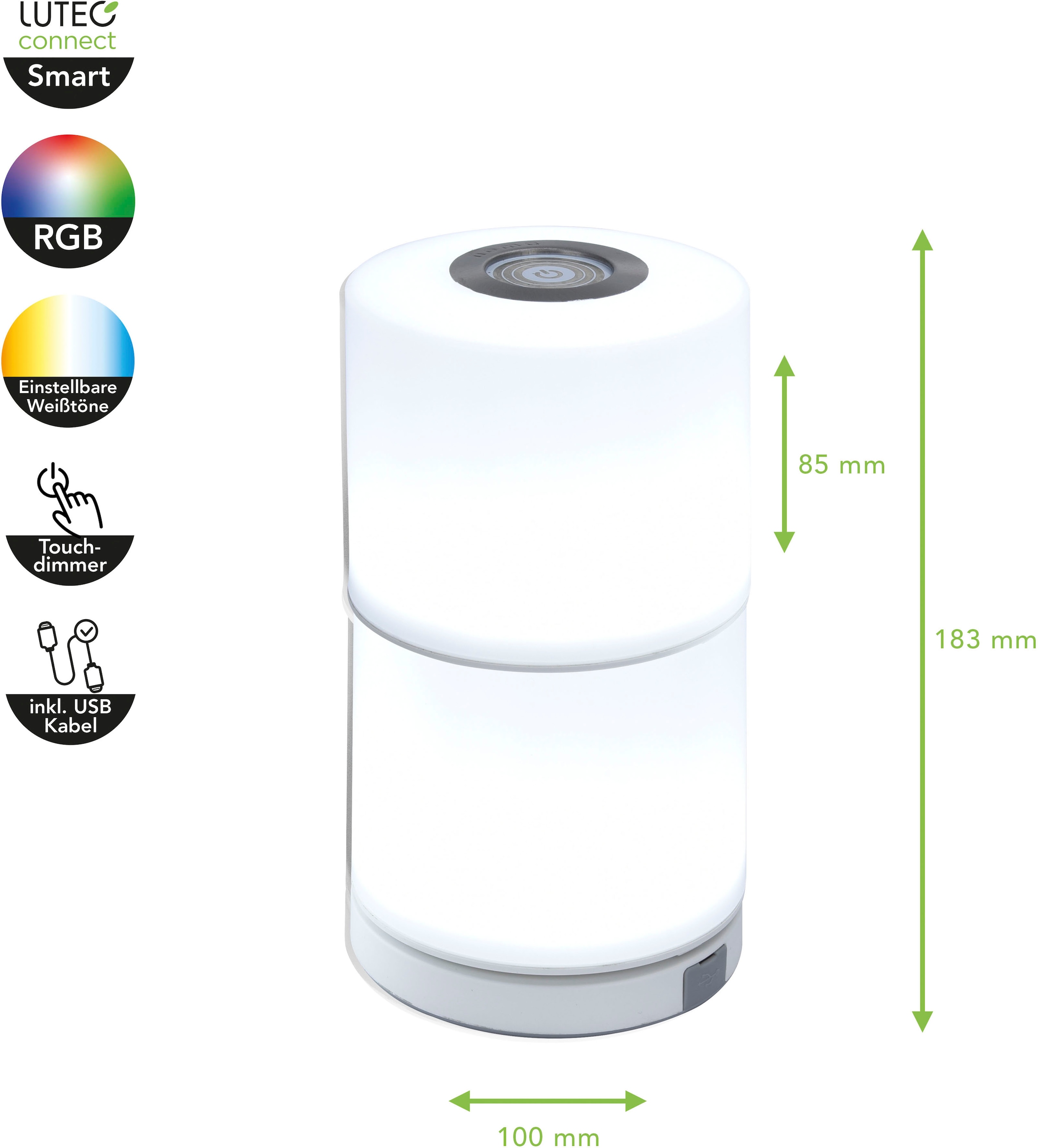 LUTEC Smarte LED-Leuchte »NOMA«, 1 flammig, Leuchtmittel LED-Modul | LED fest integriert, Smart-Home Tischleuchte