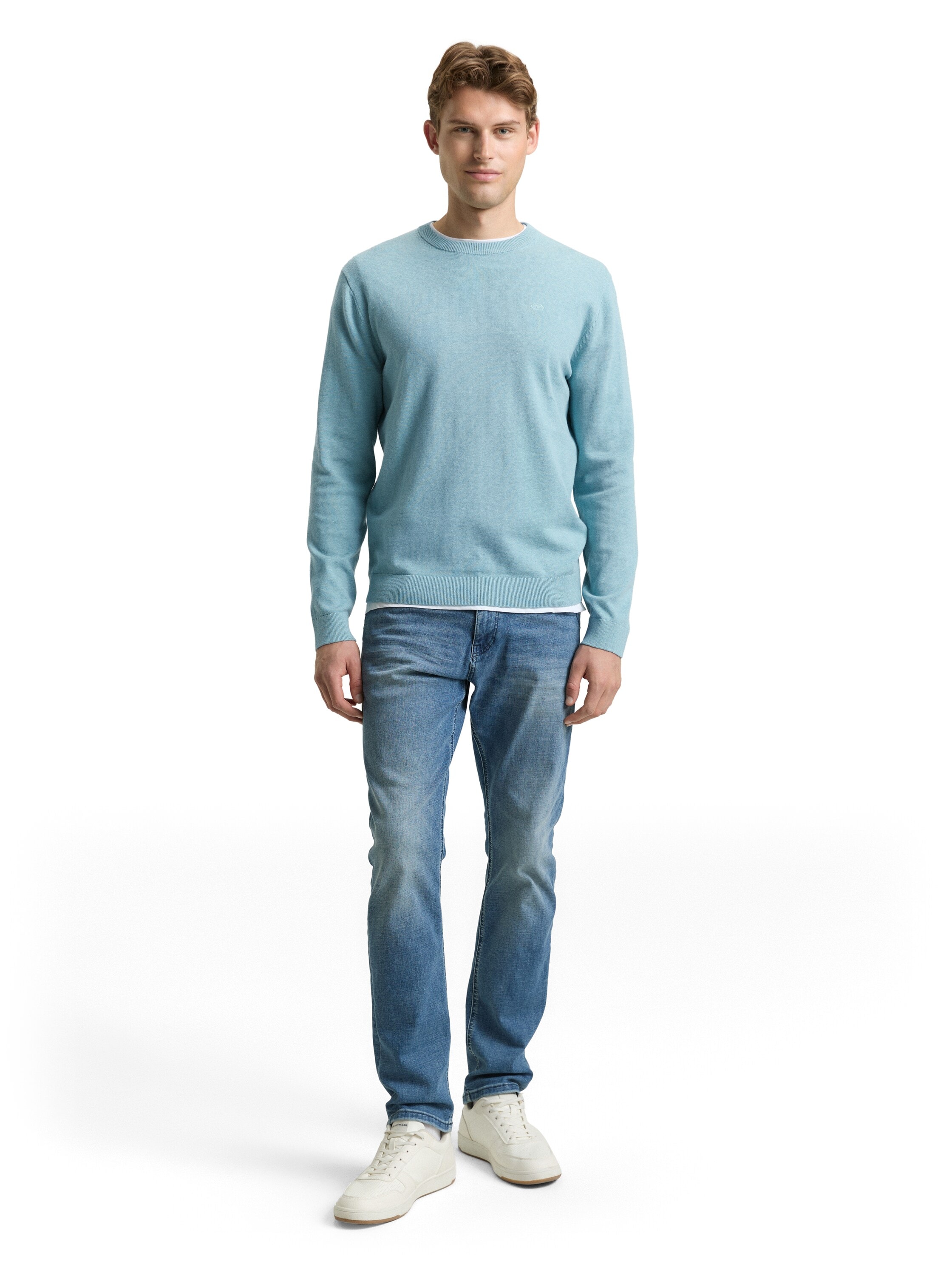 TOM TAILOR Rundhalspullover mit Logostickerei