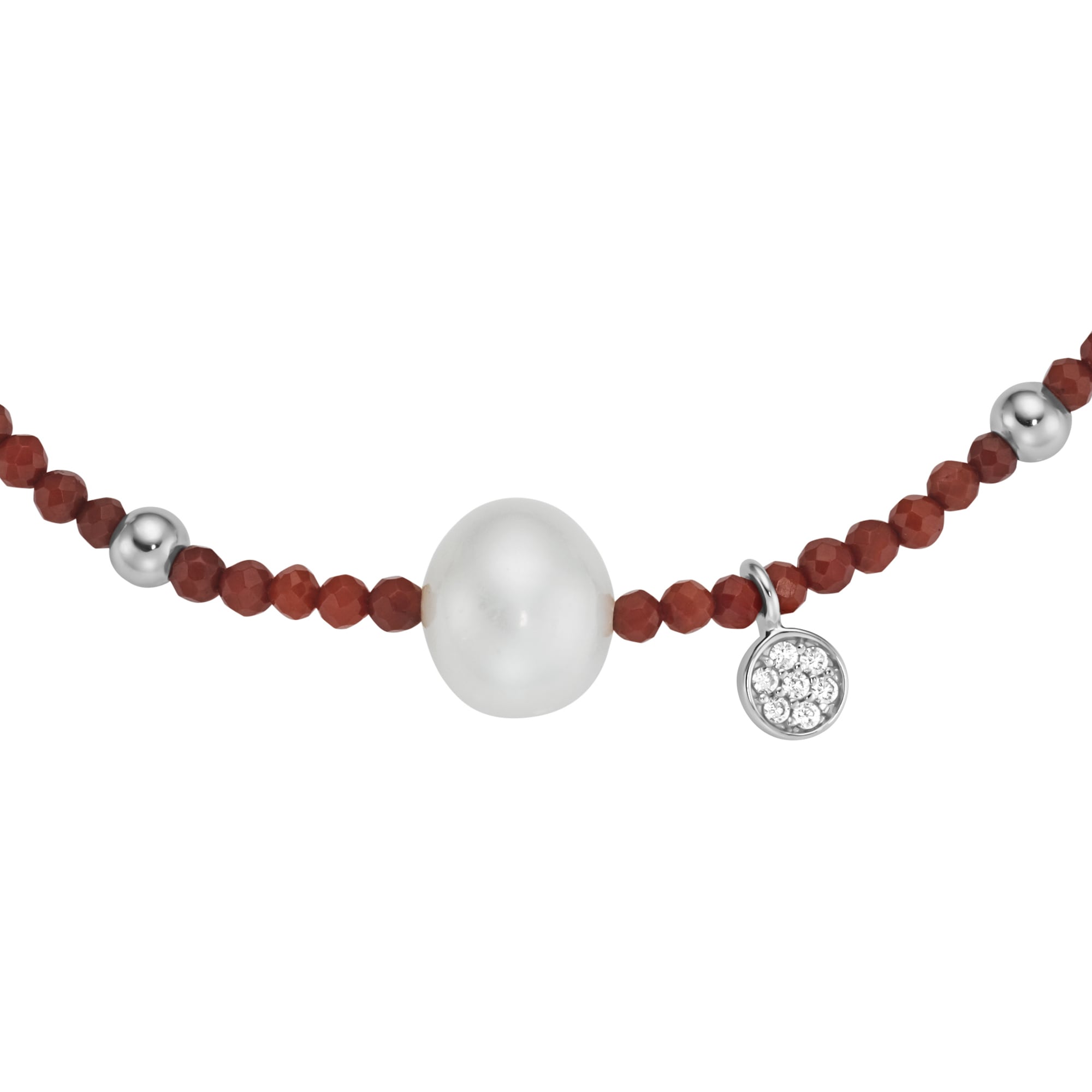 GIORGIO MARTELLO MILANO Armband »Armband mit Süßwasser-Perlen und Ziersteinen, Silber 925«
