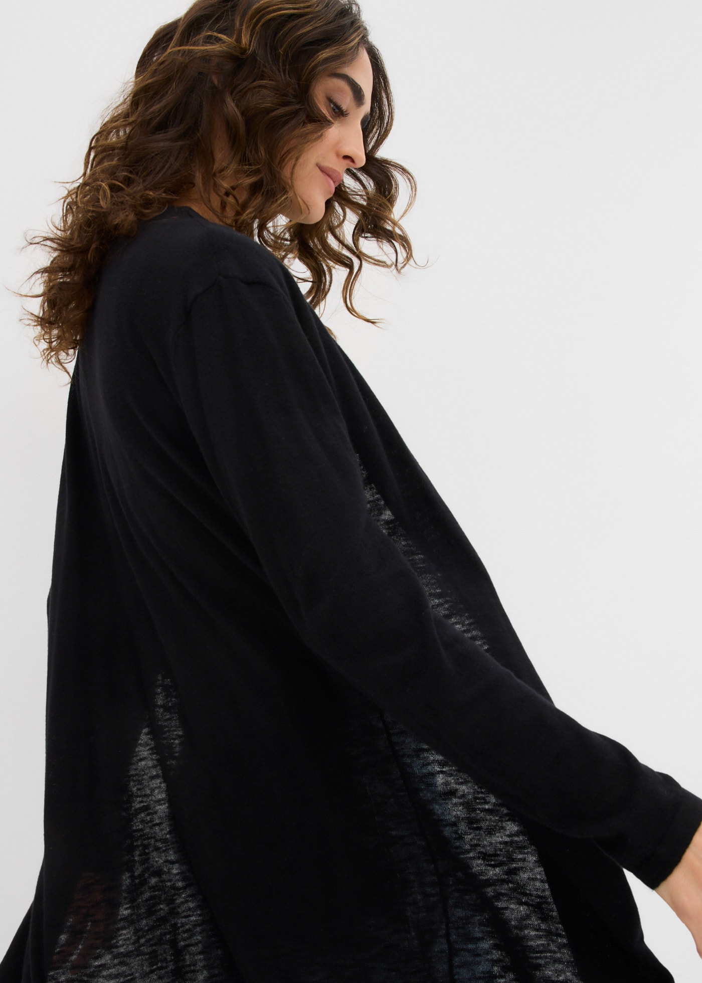 bonprix Longstrickjacke gerade Passform, unifarben, aus Baumwolle