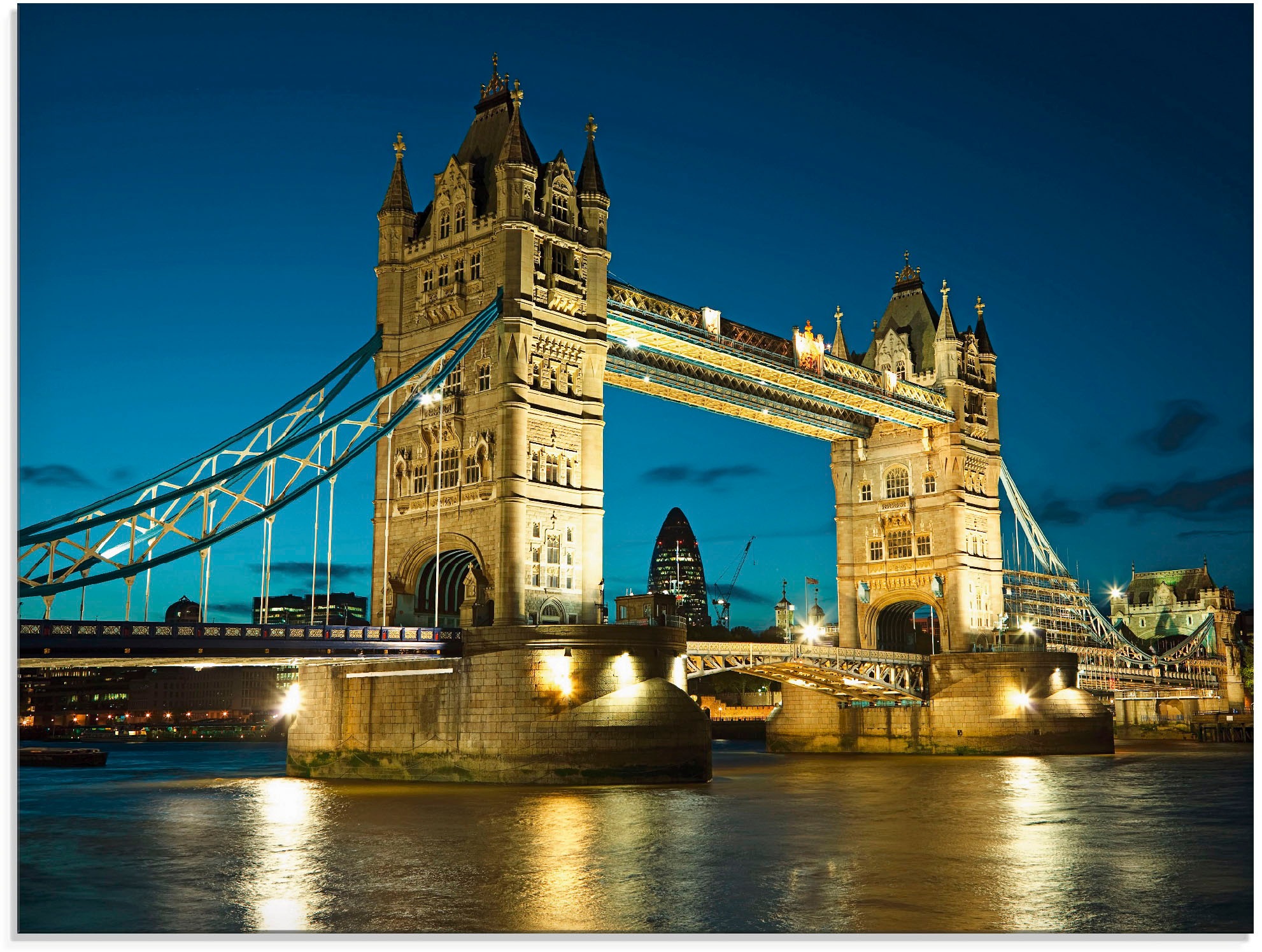 Artland Glasbild »Tower Bridge Abenddämmerung London«, Brücken, (1 St.), in verschiedenen Größen