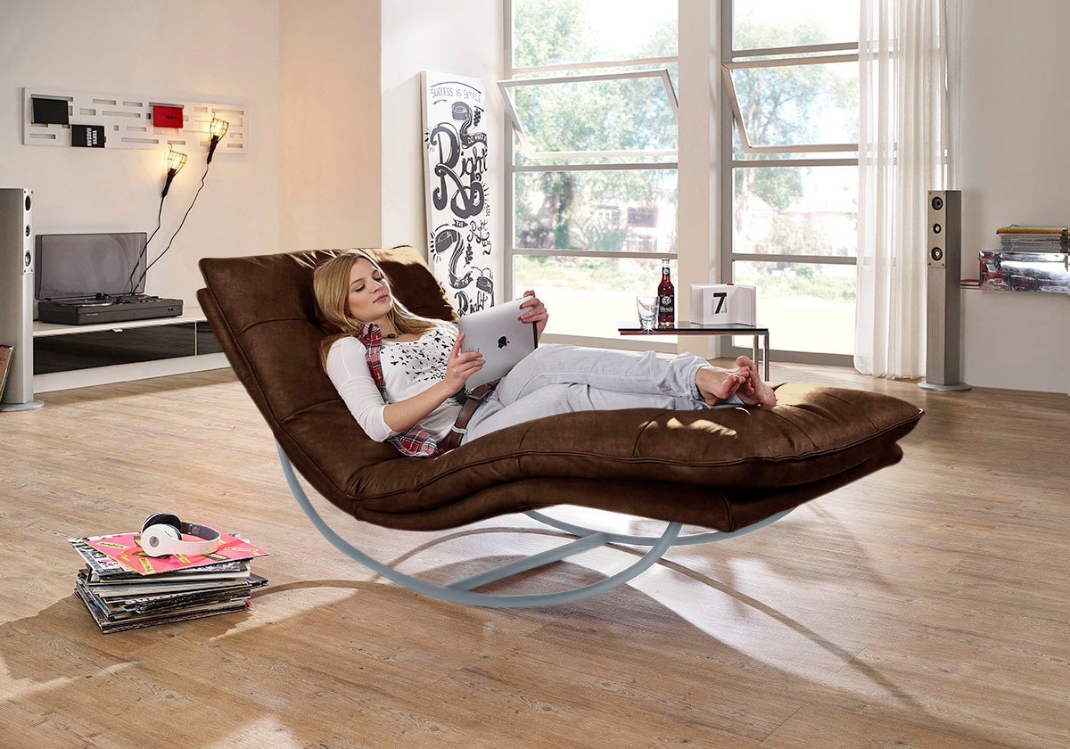 W.SCHILLIG Relaxliege »daily dreams«, in Waffelkissen-Optik, Schaukelgestell silber matt, in 2 Breiten
