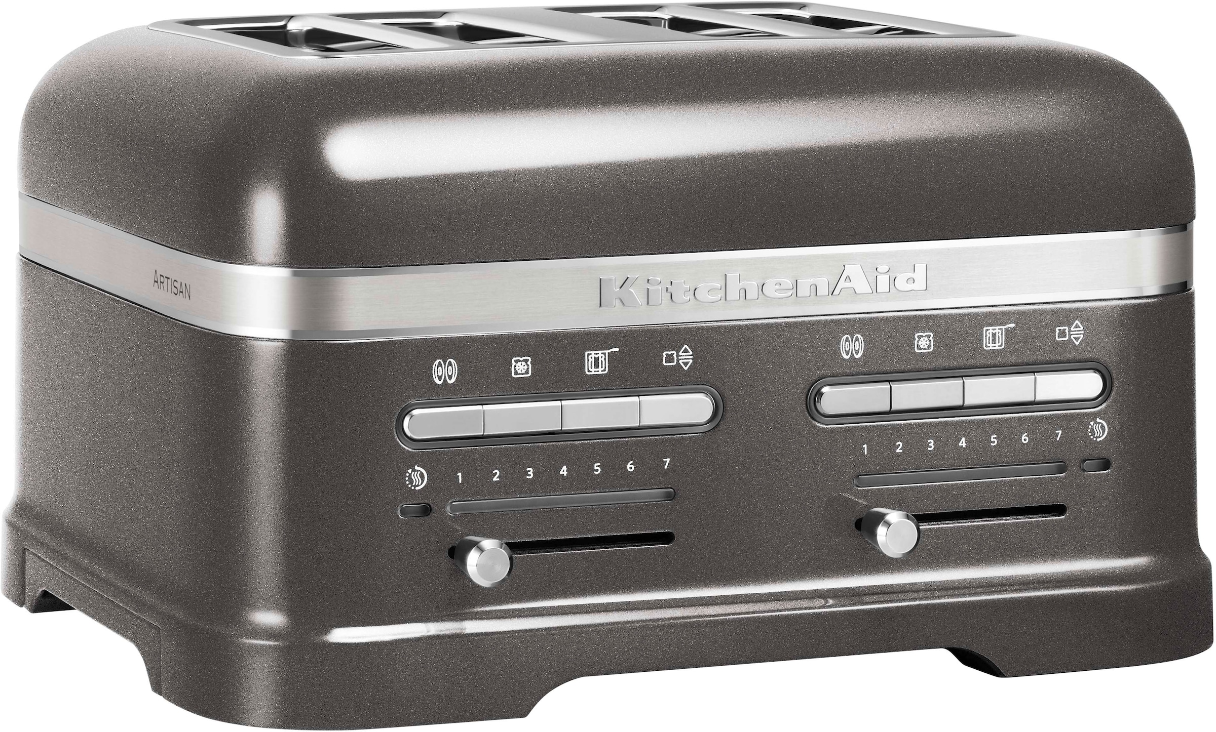KitchenAid Toaster »Artisan 5KMT4205EMS MEDALLION-SILBER«, Sandwichzange für mit Scheiben, 2500 4 3 mit W, Jahren XXL Schlitze, kurze 4 Garantie