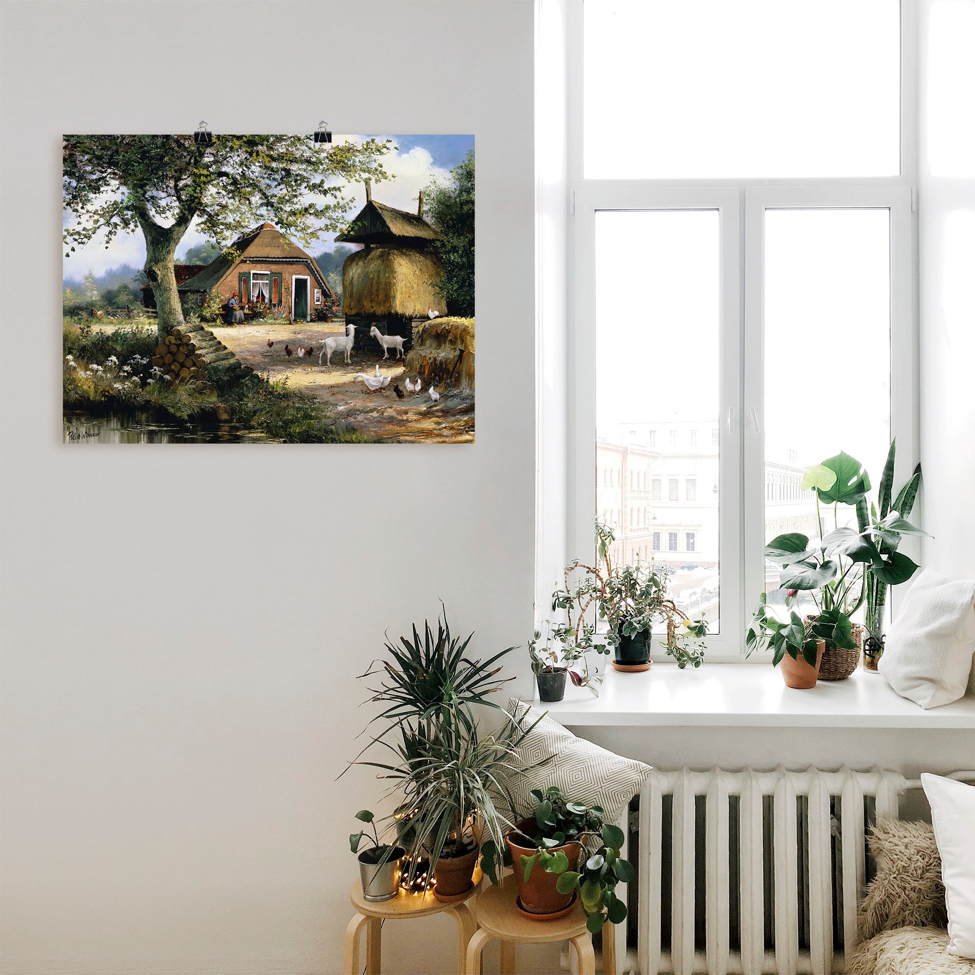 Artland Wandbild »Idyllische Farm mit Hühnern und Ziegen« Garten 1 Stk. tlg. als Leinwandbild, Poster in verschied. Größen