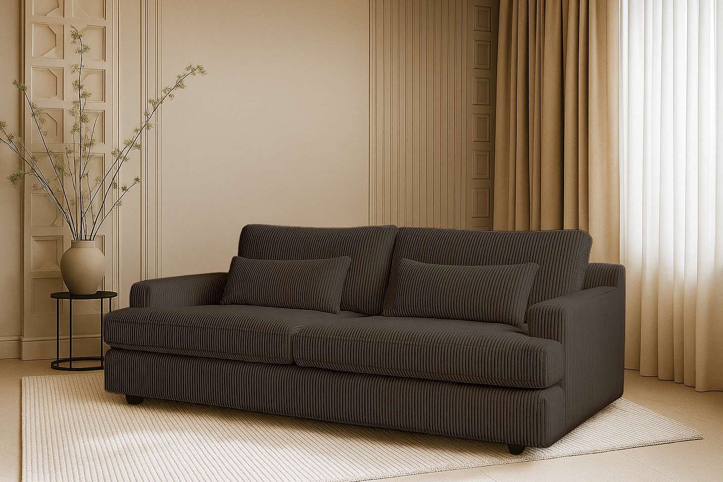Home affaire Big-Sofa »Evelle 3 Sitzer Maxi«, 237 cm, tiefe Sitzfläche, Lounge-Sitzkomfort, Struktur, Breitcord