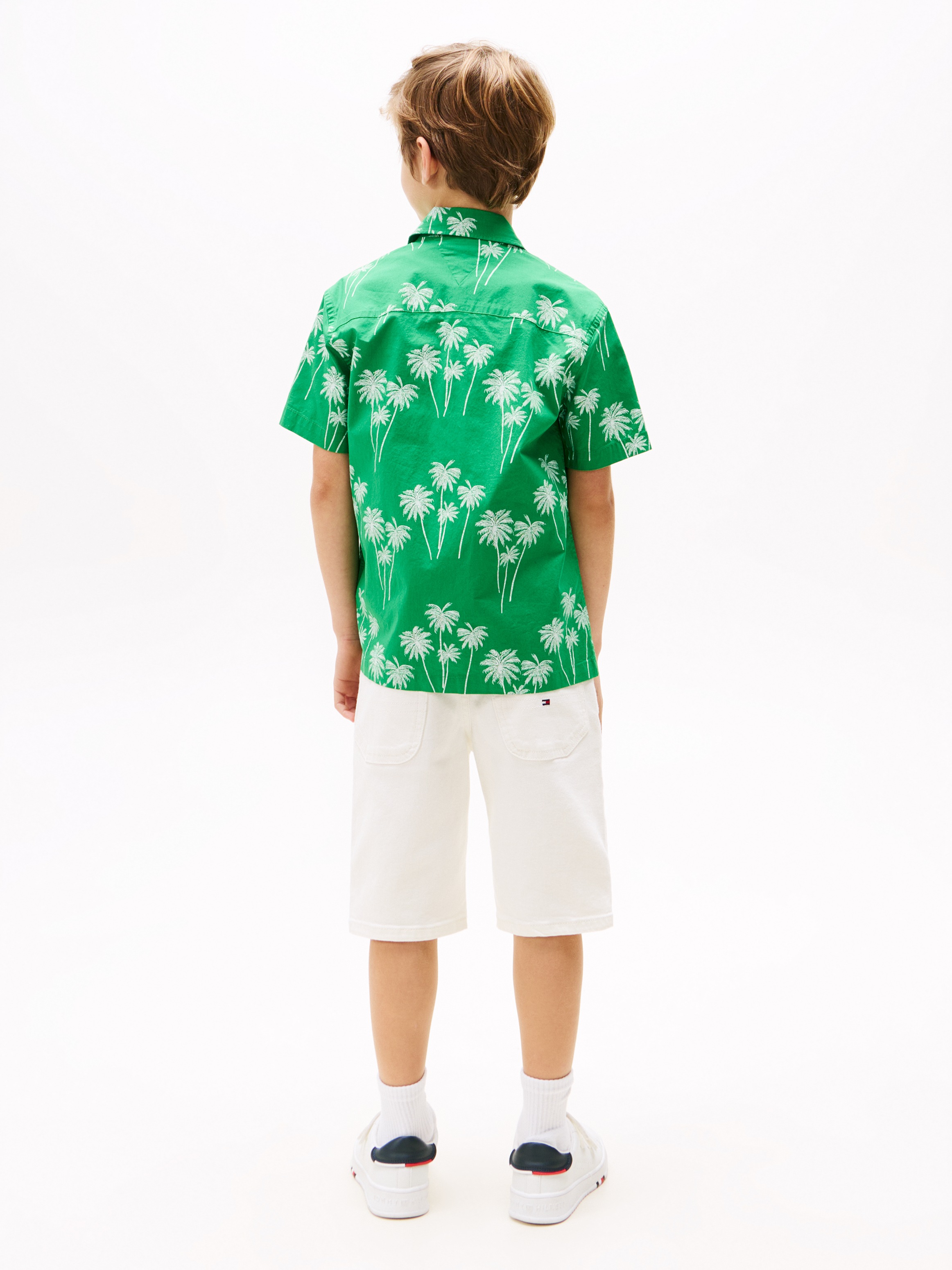 Tommy Hilfiger Kurzarmshirt »STRETCH POPLIN PRINTED SHIRT SS«, mit Palmenprint