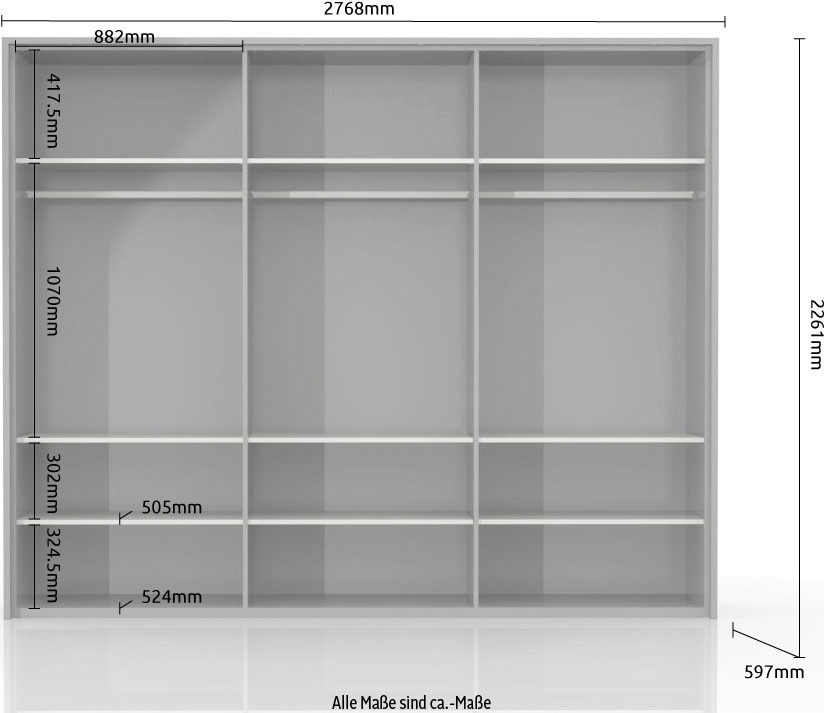 Places of Style Kleiderschrank »Piano, inklusive Rahmen und Beleuchtung, soft-close-Funktion«, (viele Breiten zur Auswahl, 226cm hoch), beige oder weiß, UV lackiert, Hochglanzfronten, FSC-zertifiziert