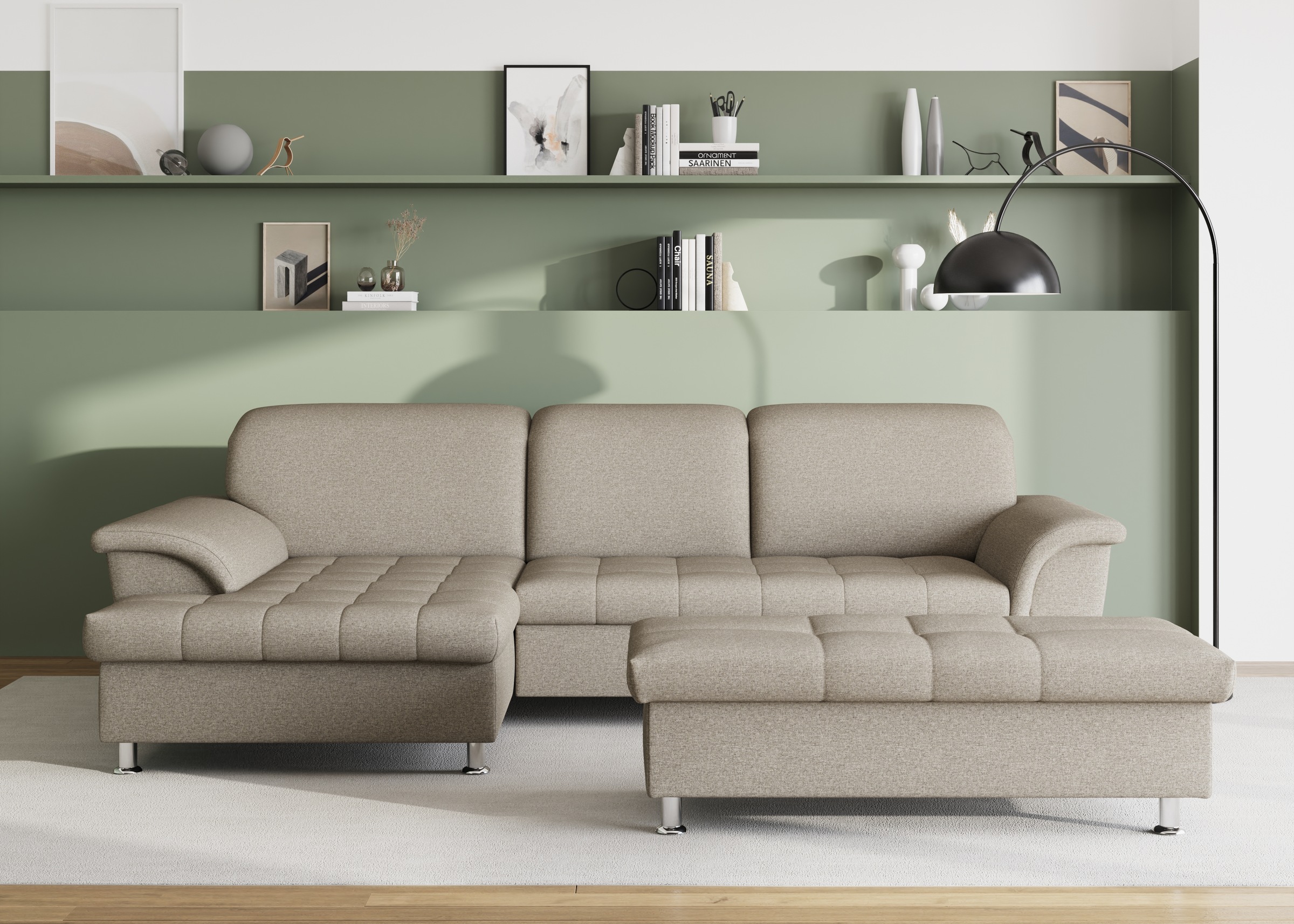 DOMO collection Ecksofa Franzi, wahlweise mit Bettfunktion, Bettkasten und Kopfteilverstellung