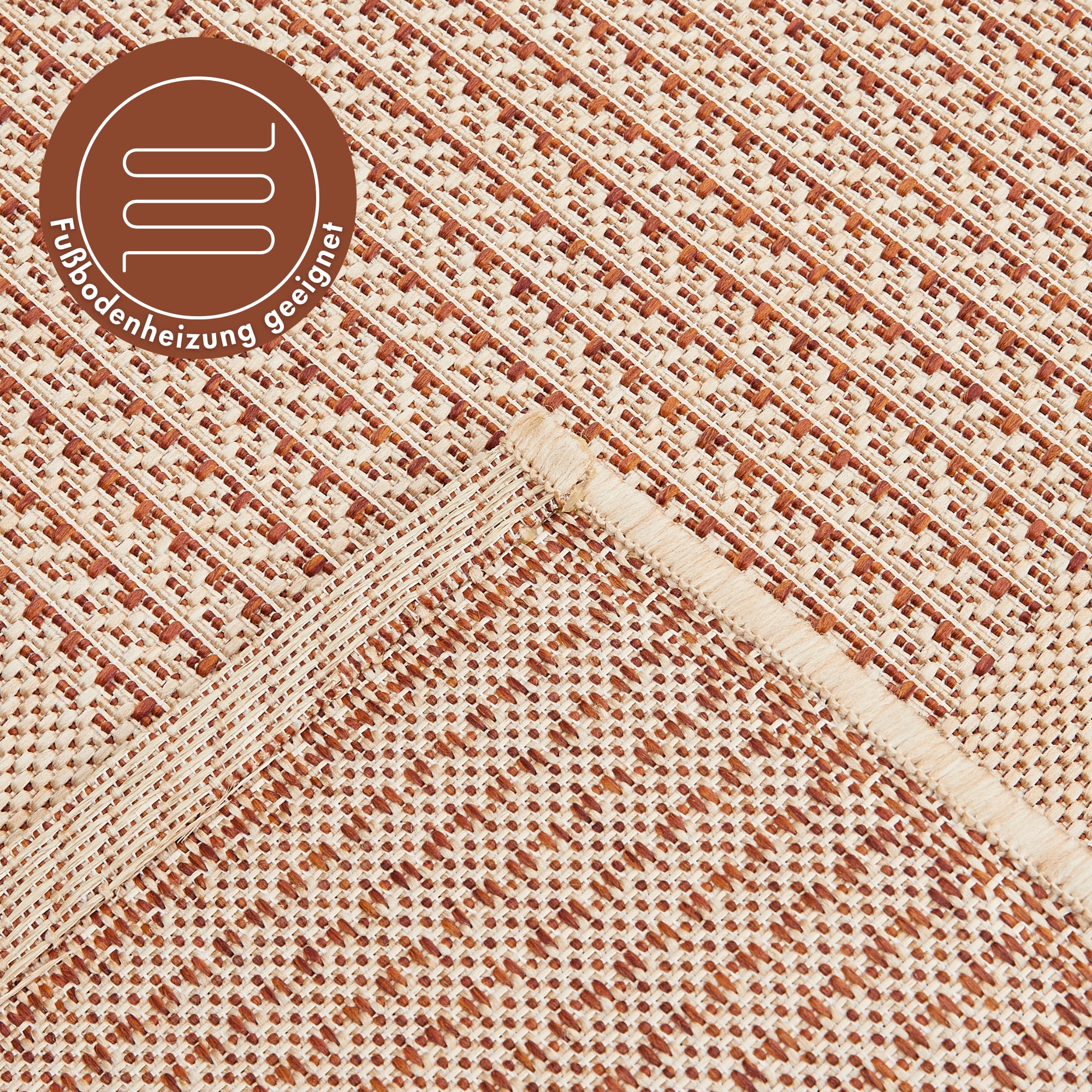 Andiamo Teppich »ARIZONA 2« rechteckig 5 mm Höhe Flachgewebe, mit Bordüre, In- und Outdoor geeignet, wetterfest