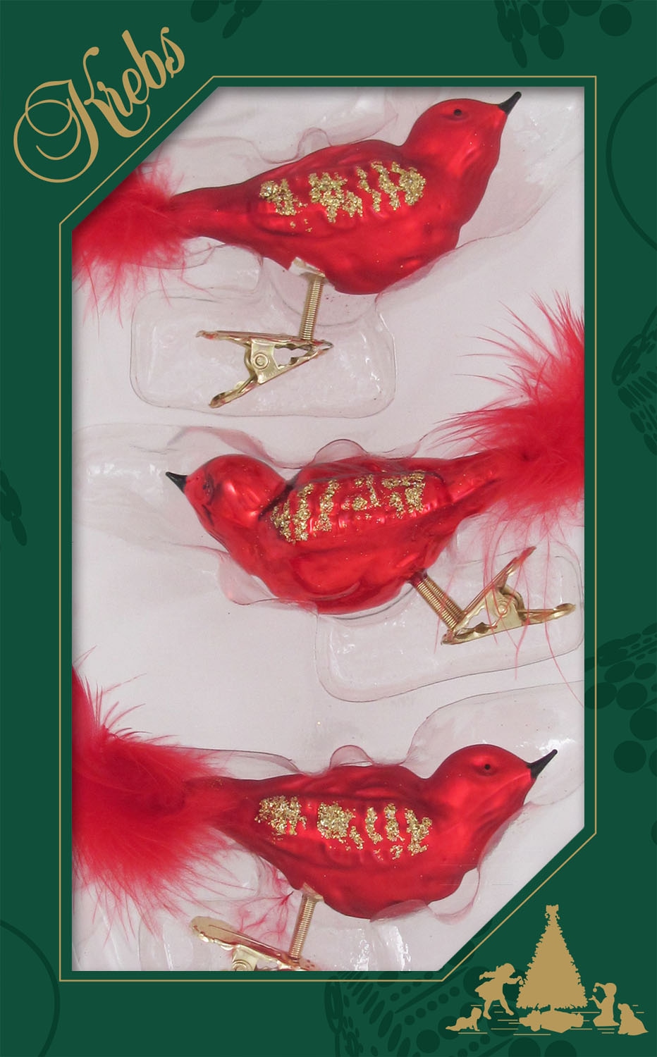 Krebs Glas Lauscha Weihnachtsbaumklammer »CBK71094, Weihnachtsdeko rot, Christbaumschmuck«, (Set, 3 tlg.), Glasvogel