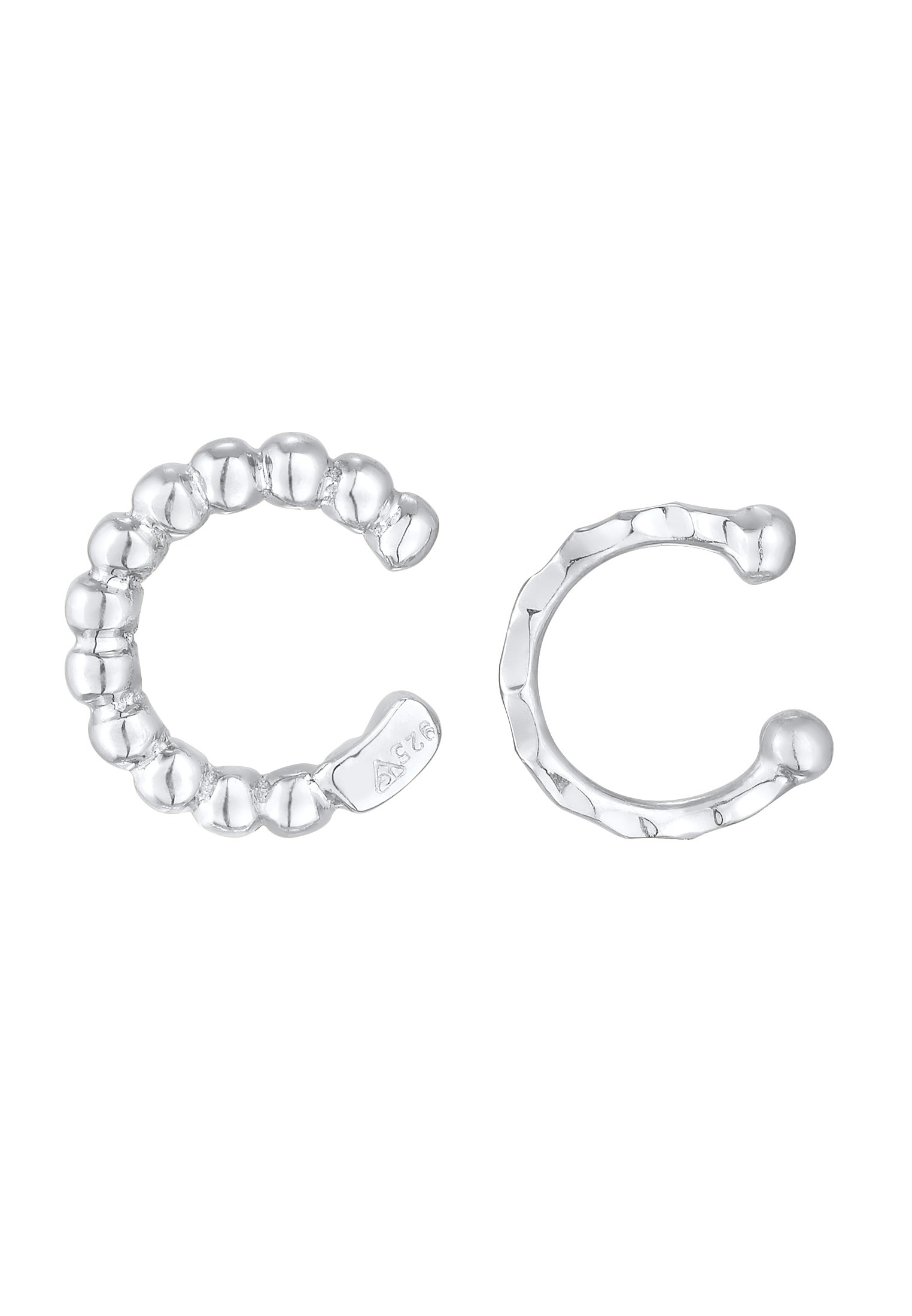 Elli Schmuckset »Ohrringe Earcuff 2er Set Dots Hammerschlag 925 Silber«