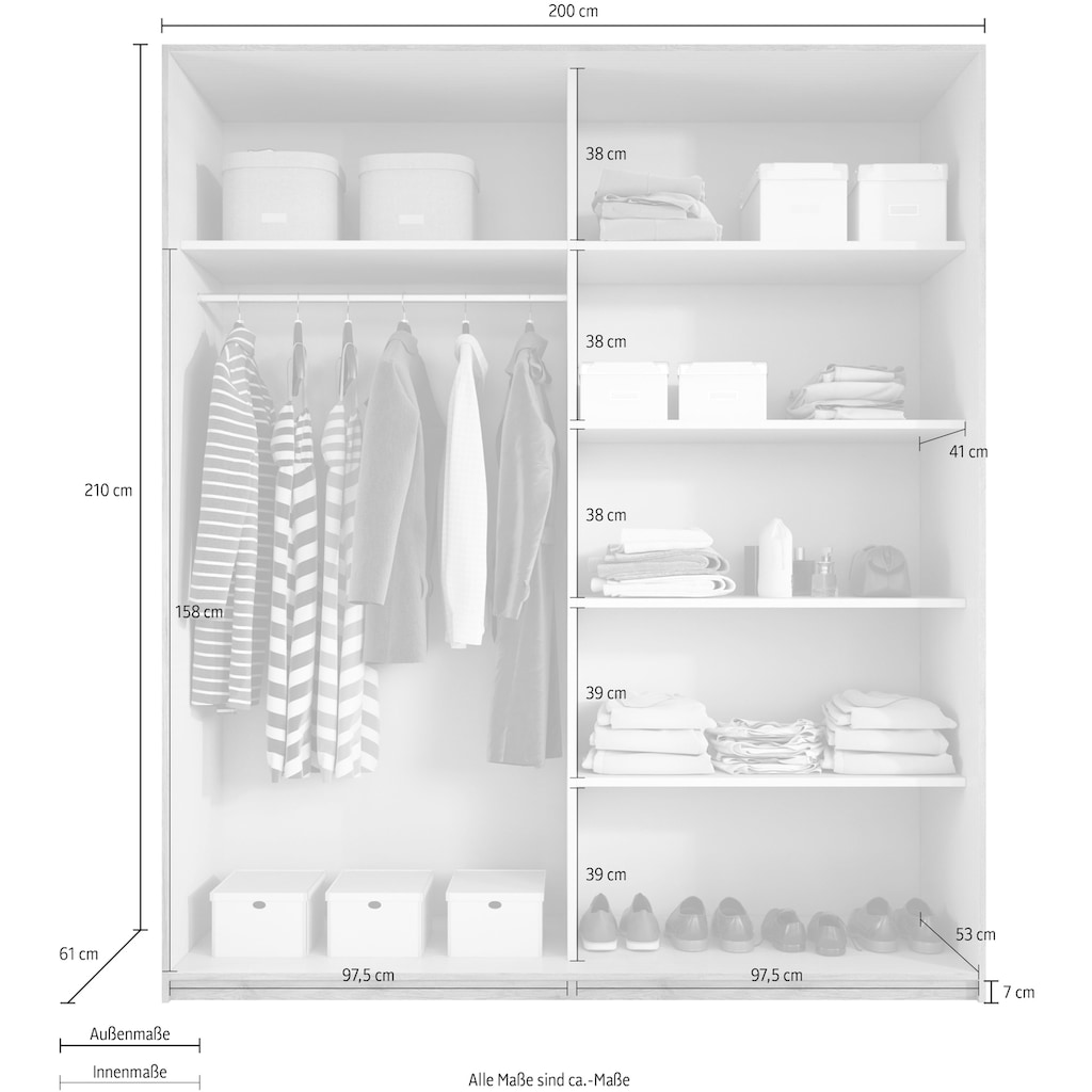 Helvetia Schwebetürenschrank »Beta Schiebetürenschrank Kleiderschrank Wäscheschrank«