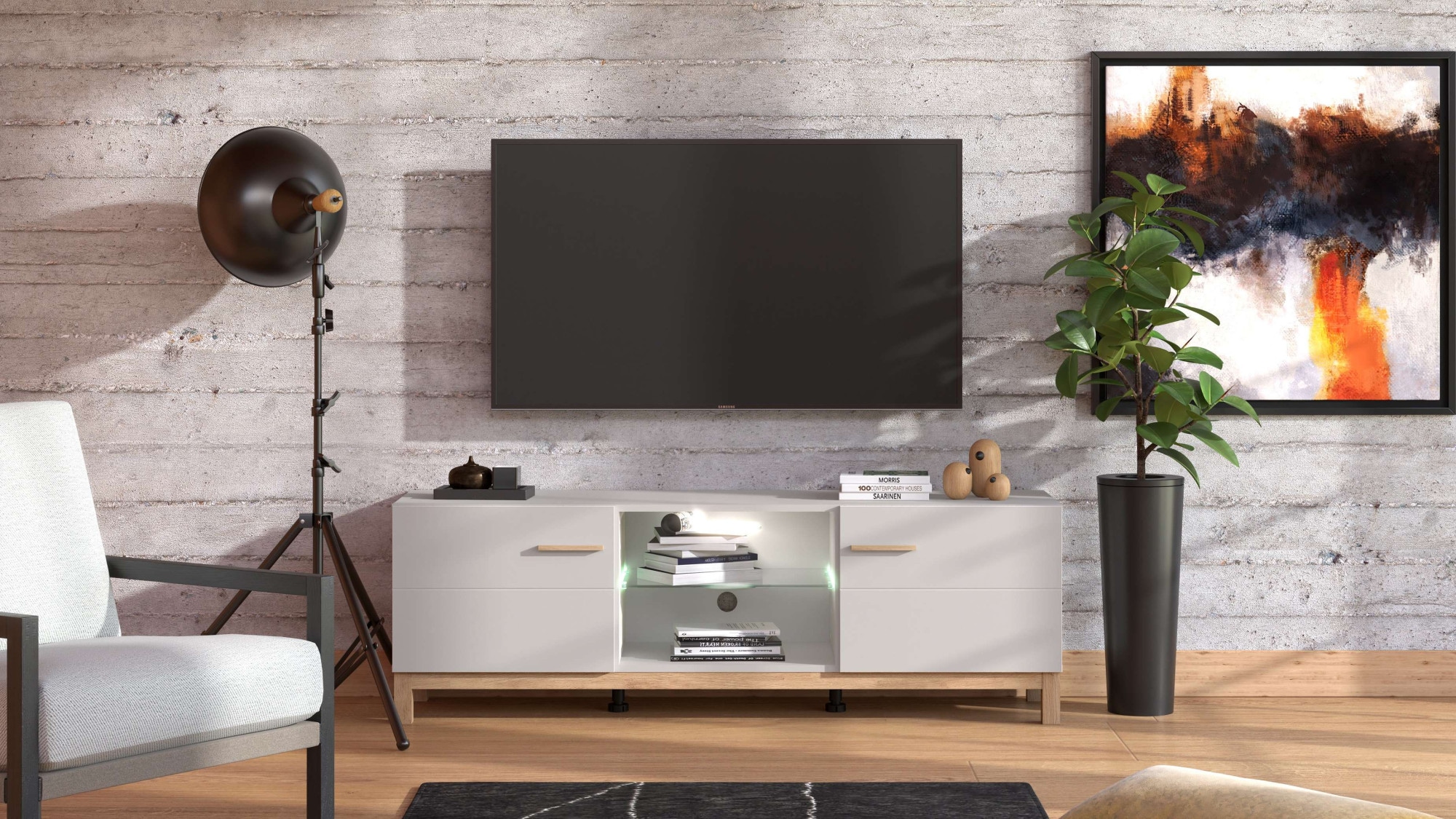 Home affaire TV-Bank »Essex, TV-Board, TV-Kommode, TV-Schrank, TV-Unterschrank, TV-Möbel« Elegantes Lowboard (154 cm) in Kaschmir mit viel Stauraum