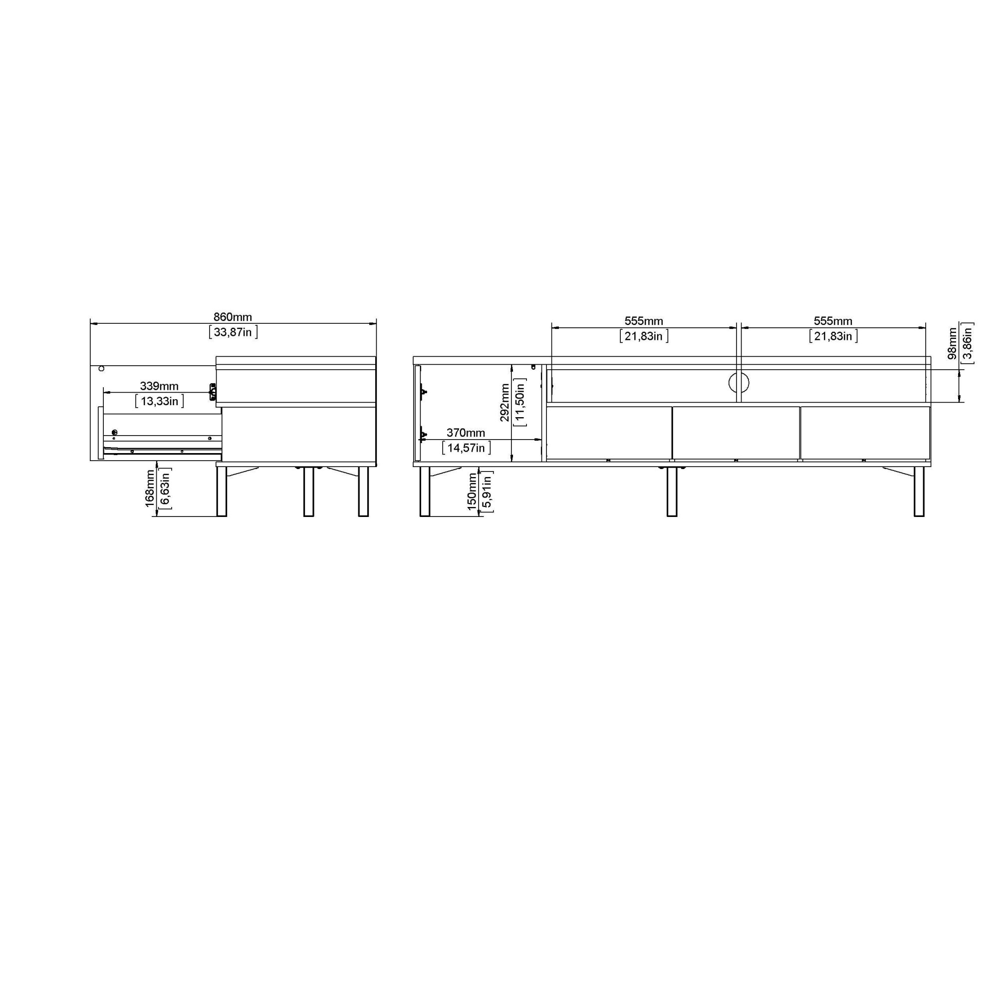 INOSIGN TV-Board »Roomers TV-Board, TV-Möbel, TV-Unit, Media-Möbel, Sideboard«, Breite/Höhe 156/48 cm, 2 offene Fächer mit Rahmen-Optik, Kabelführung