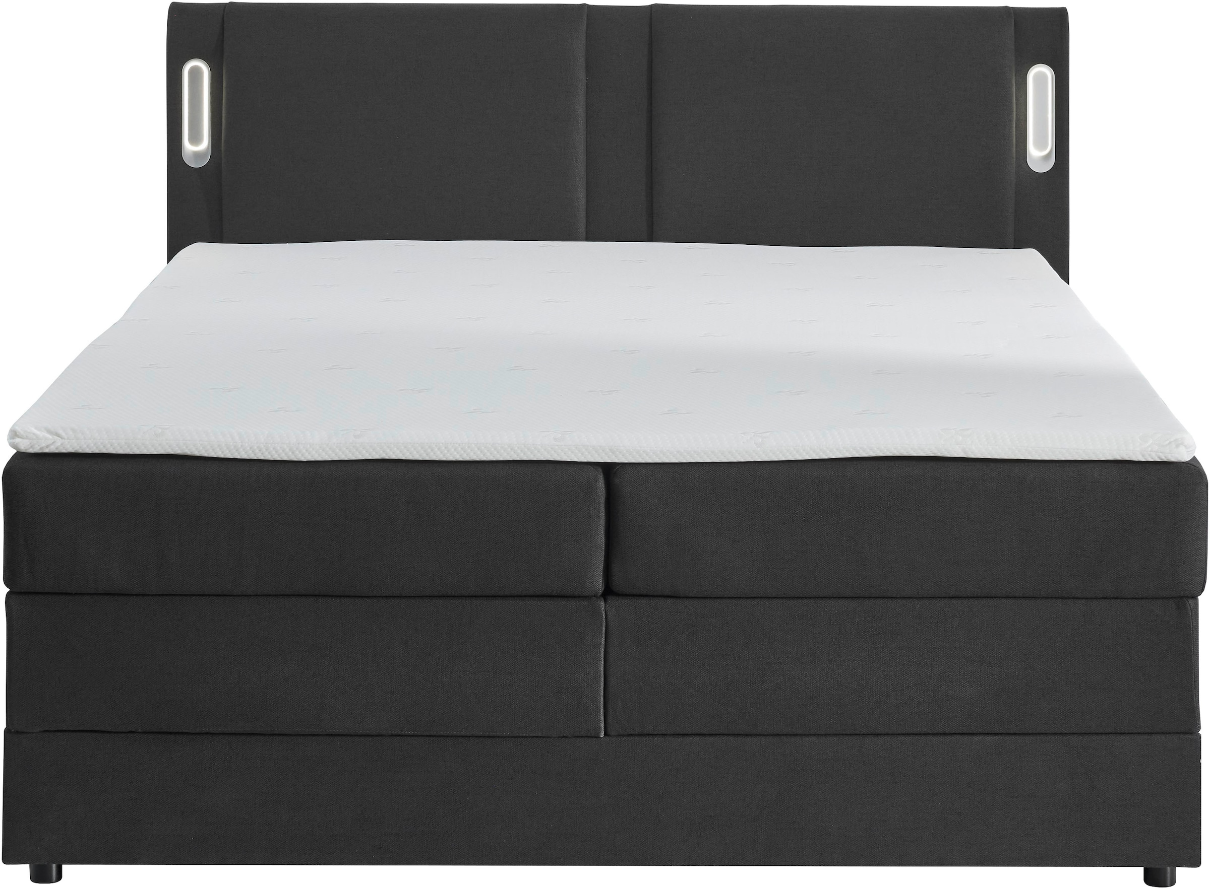 INOSIGN Boxbett »ELVERTA, Polsterbett mit Bettkasten, inkl. Taschenfederkernmatratze H3« mit Topper und LED-Beleuchtung, Strukturstoff-Bezug,  180x200 cm