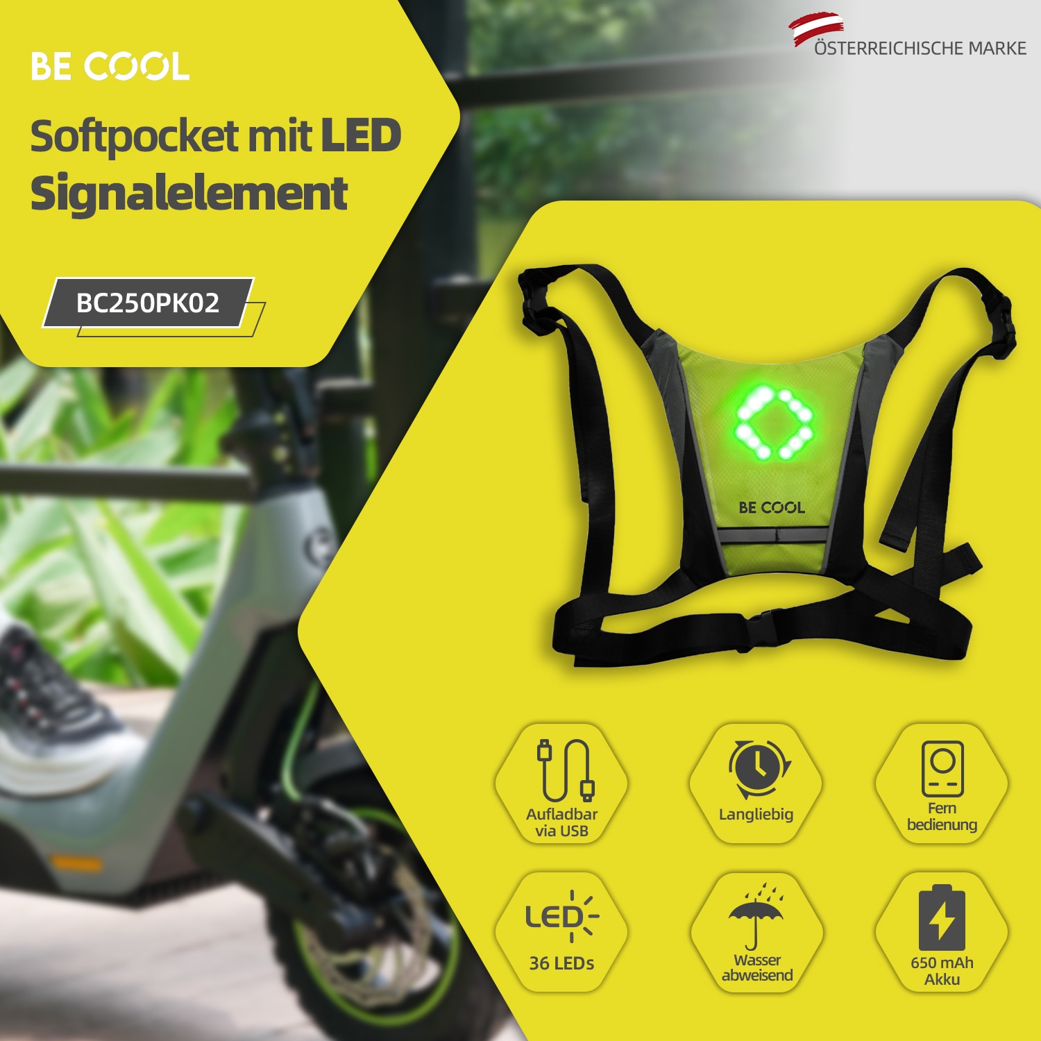 be cool Warnweste »BC250PK02 Softpocket mit LED«
