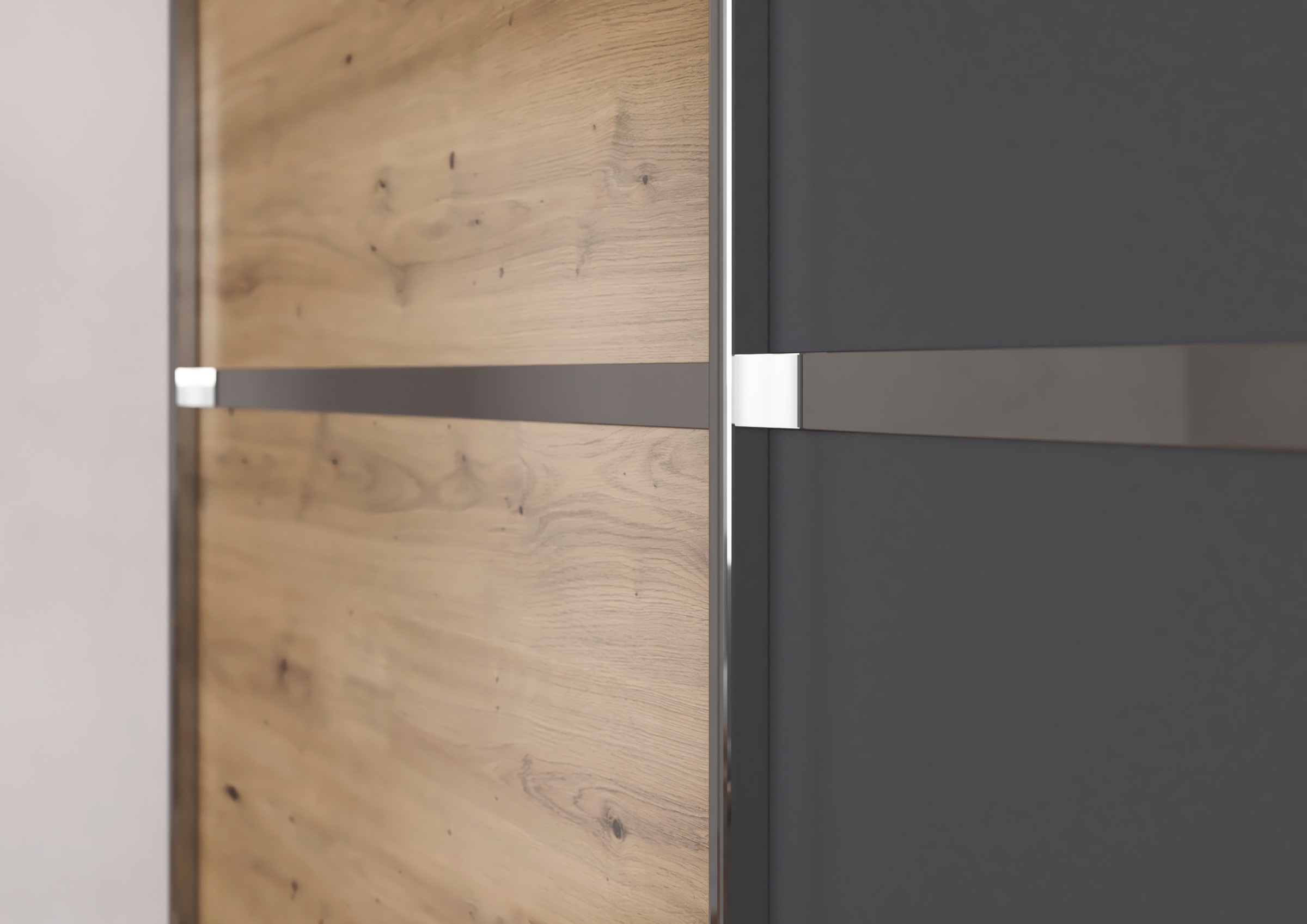 rauch Kleiderschrank »Schwebetürenschrank OTTO´s Choice Garderobe Schrank TOP ANGEBOT Avola«, (in 3 verschiedenen Ausstattungen BASIC/CLASSIC/PREMIUM inkl. Spiegel), mit eleganten Zierleisten in Chrom, Schwarz oder Weiß MADE IN GERMANY
