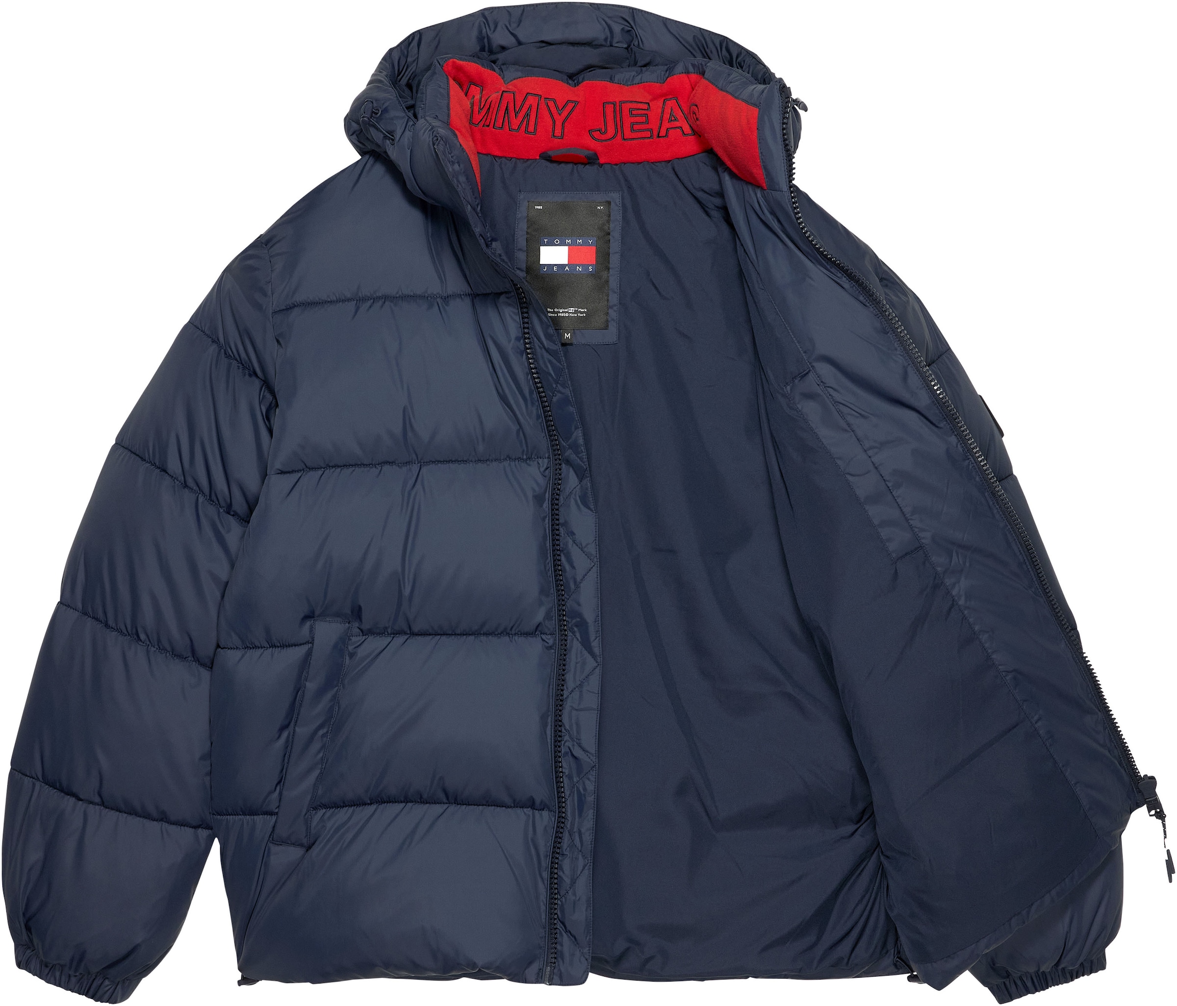 Tommy Jeans Steppjacke »TJM ESSENTIAL PUFFER JACKET«, mit Kapuze, mit Logoschriftzug in der Kapuze