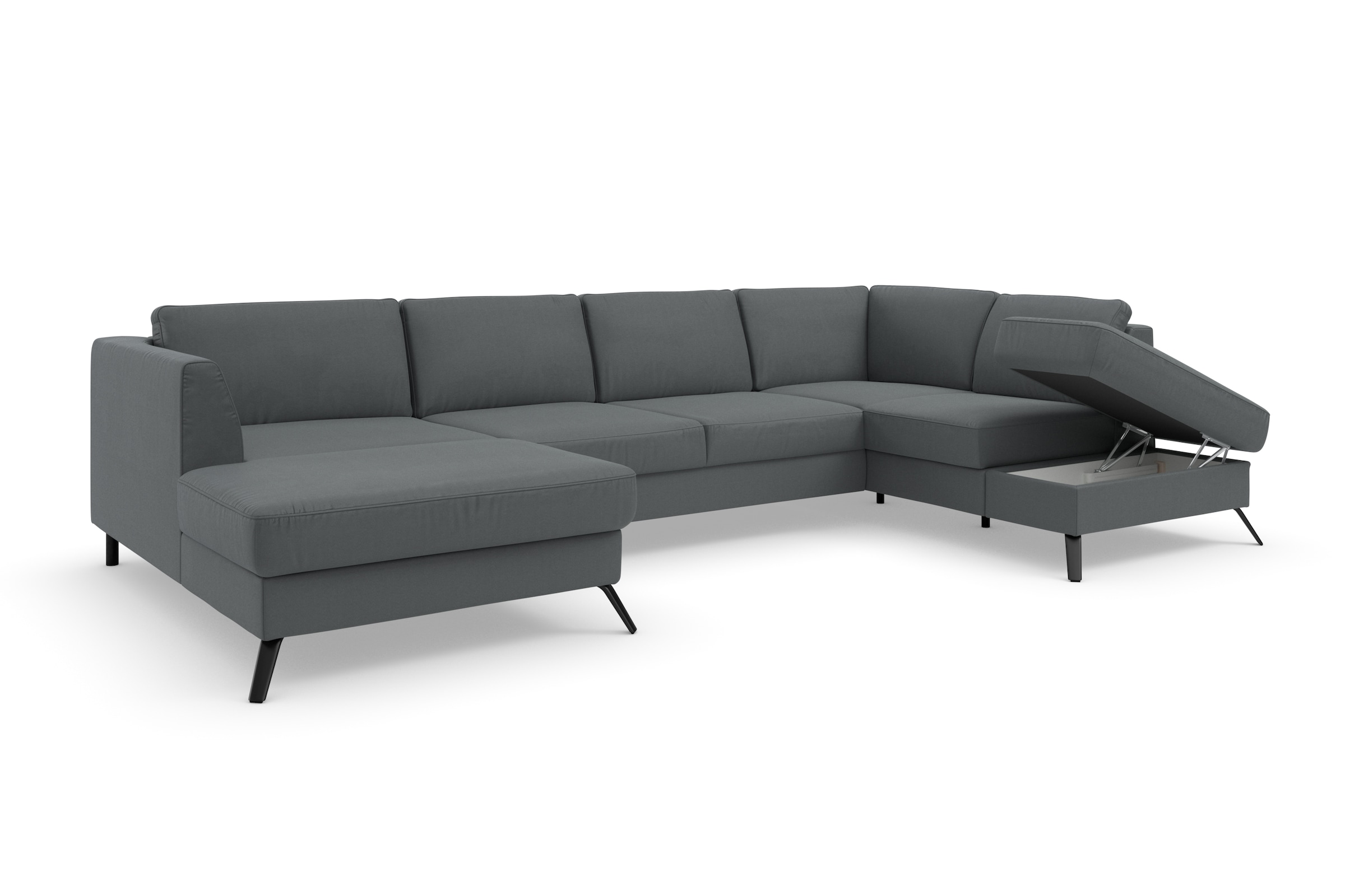sit&more Wohnlandschaft »Olsen U-Form«, inklusive Sitztiefenverstellung, wahlweise mit Bettfunktion, 15cm hoch