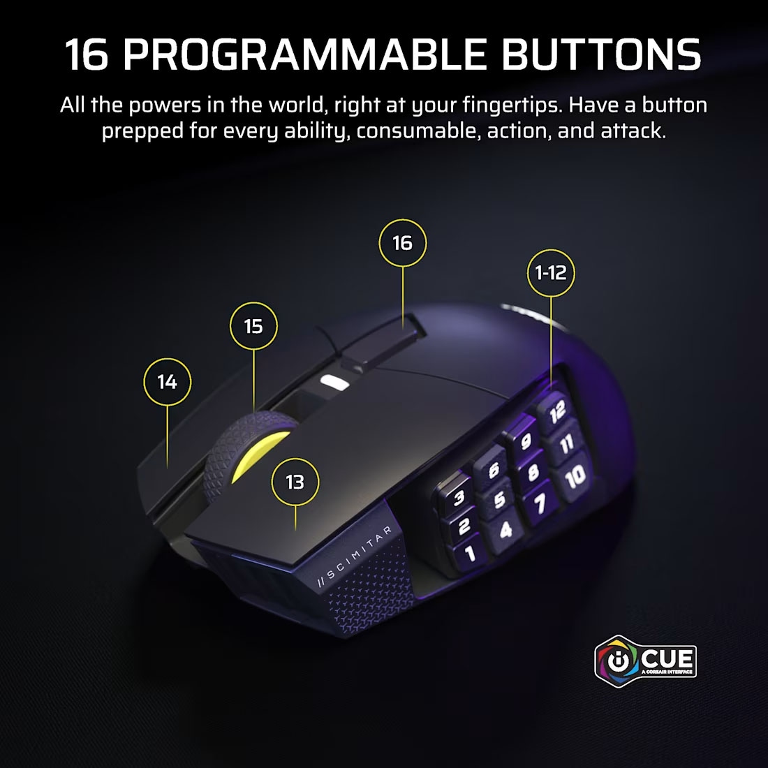 Corsair Gaming-Maus »Scimitar Elite Wireless SE MMO« RF kabellos + Bluetooth | USB