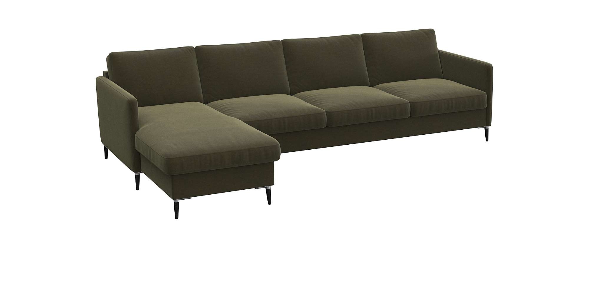 FLEXLUX Ecksofa »Fiore, L-Form«, schmale Armlehnen, Kaltschaum, Füße Alu+schwarz