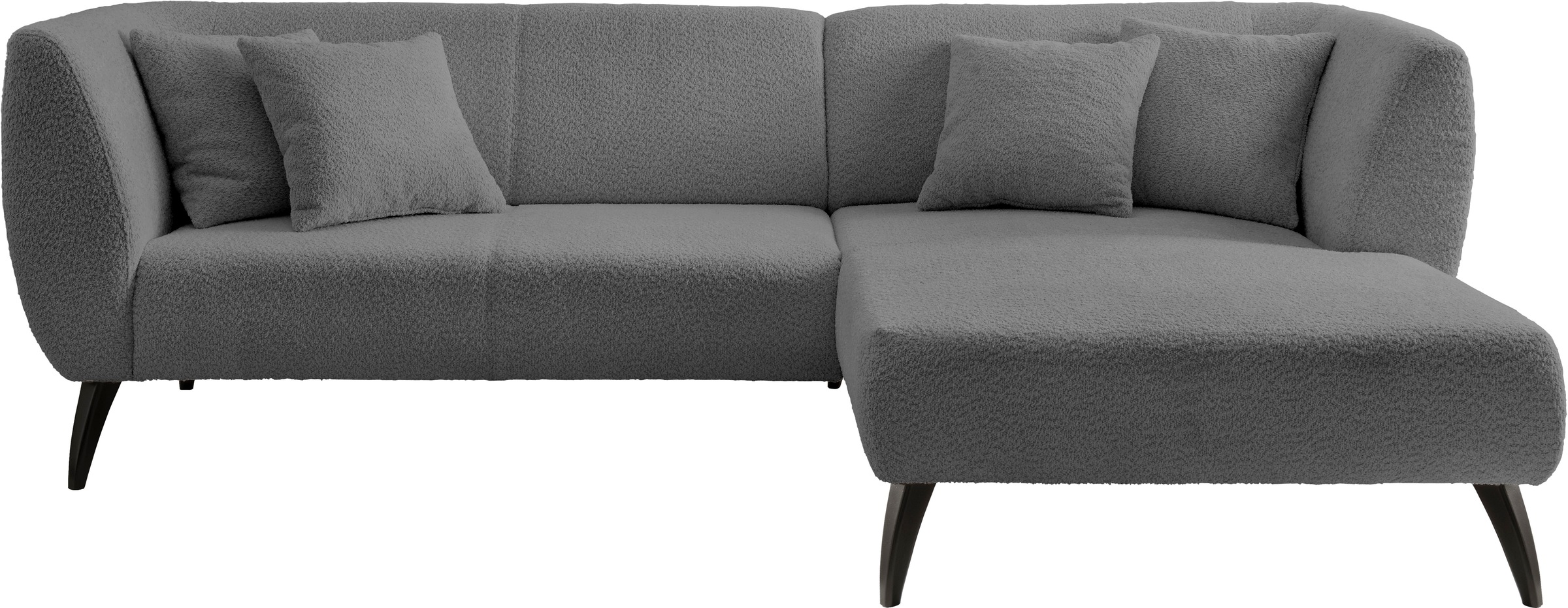 INOSIGN Ecksofa »Colori Polstermöbel mit zeitlos eleganter Rückenführung. L-Form«, Holzfußfarbe wählbar, inkl. 4x Zierkissen
