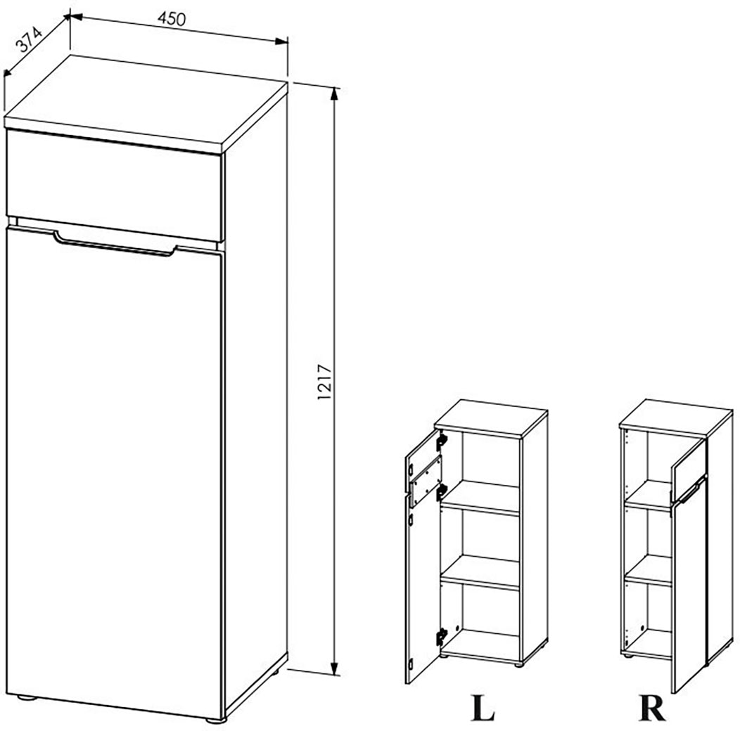 Innostyle Aktenschrank »Memphis Aktenschrank,45x122x38cm (B/H/T)«, (1 St.), 1 türig, Soft-Close, ABS-Kantenschutz