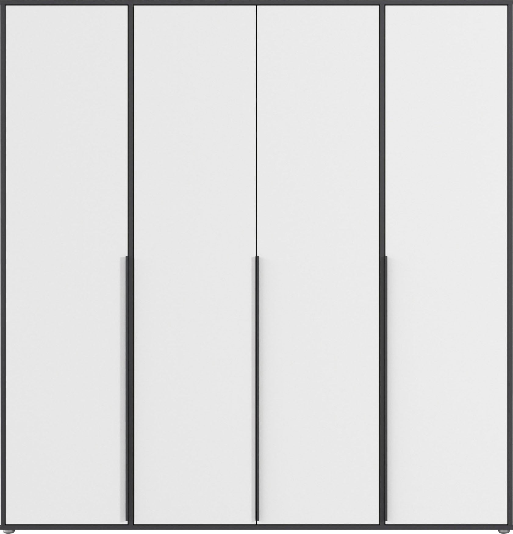 rauch Drehtürenschrank »Kleiderschrank Schrank Garderobe Wäscheschrank NAGATA viel Stauraum«, (in 3 verschiedenen Ausstattungen BASIC/CLASSIC/PREMIUM), mit modernen Stangengriffen in Graumetallic TOPSELLER MADE IN GERMANY