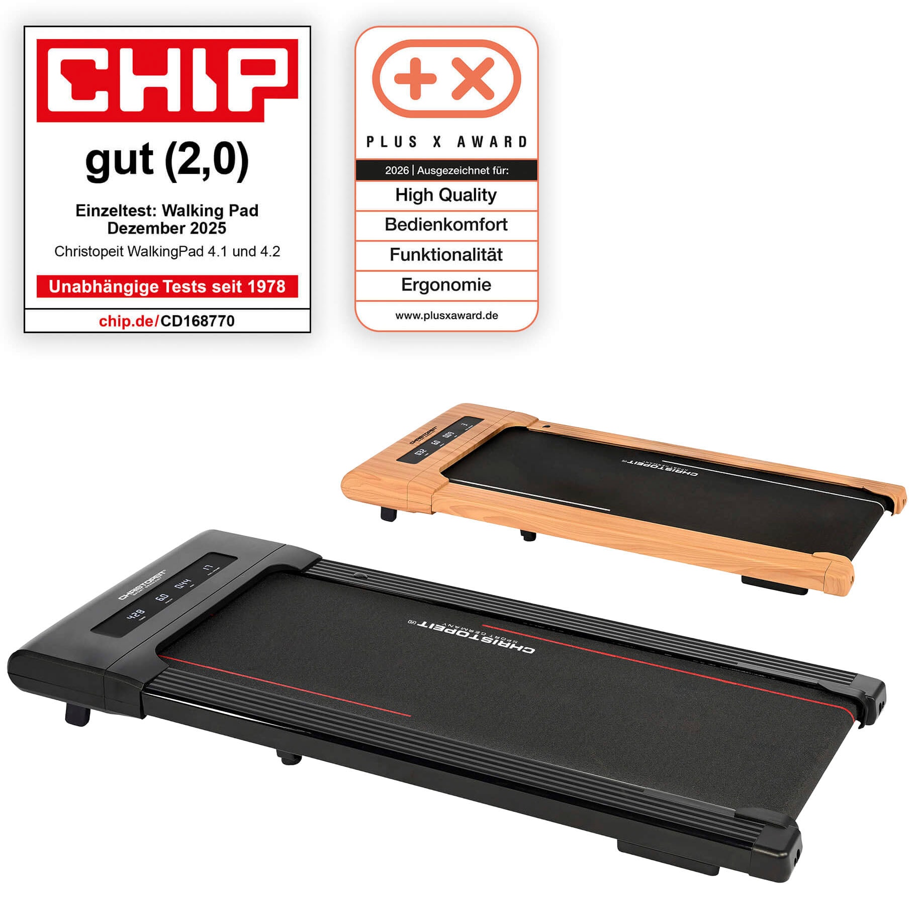 Christopeit Sport® Laufband »Walking Pad 4.2 Holzoptik« bis max. 6 km/h, 120 kg max. Benutzergewicht