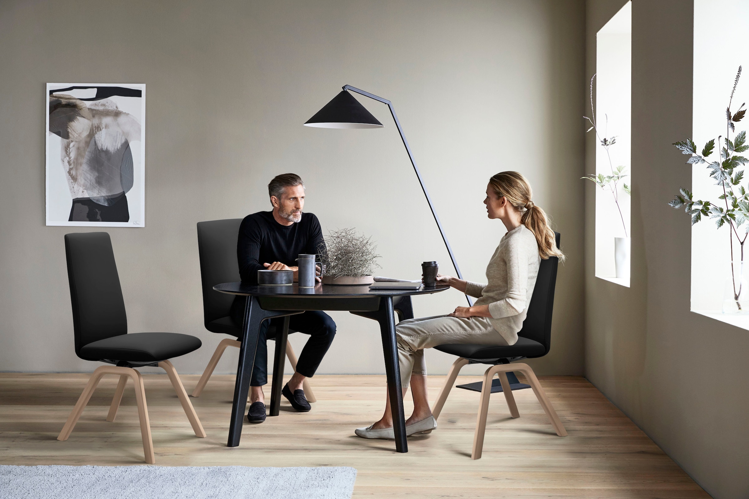 Stressless® Polsterstuhl »Laurel«, Leder BATICK, High Back, Größe L, mit schräggestellten Beinen in Eiche natur