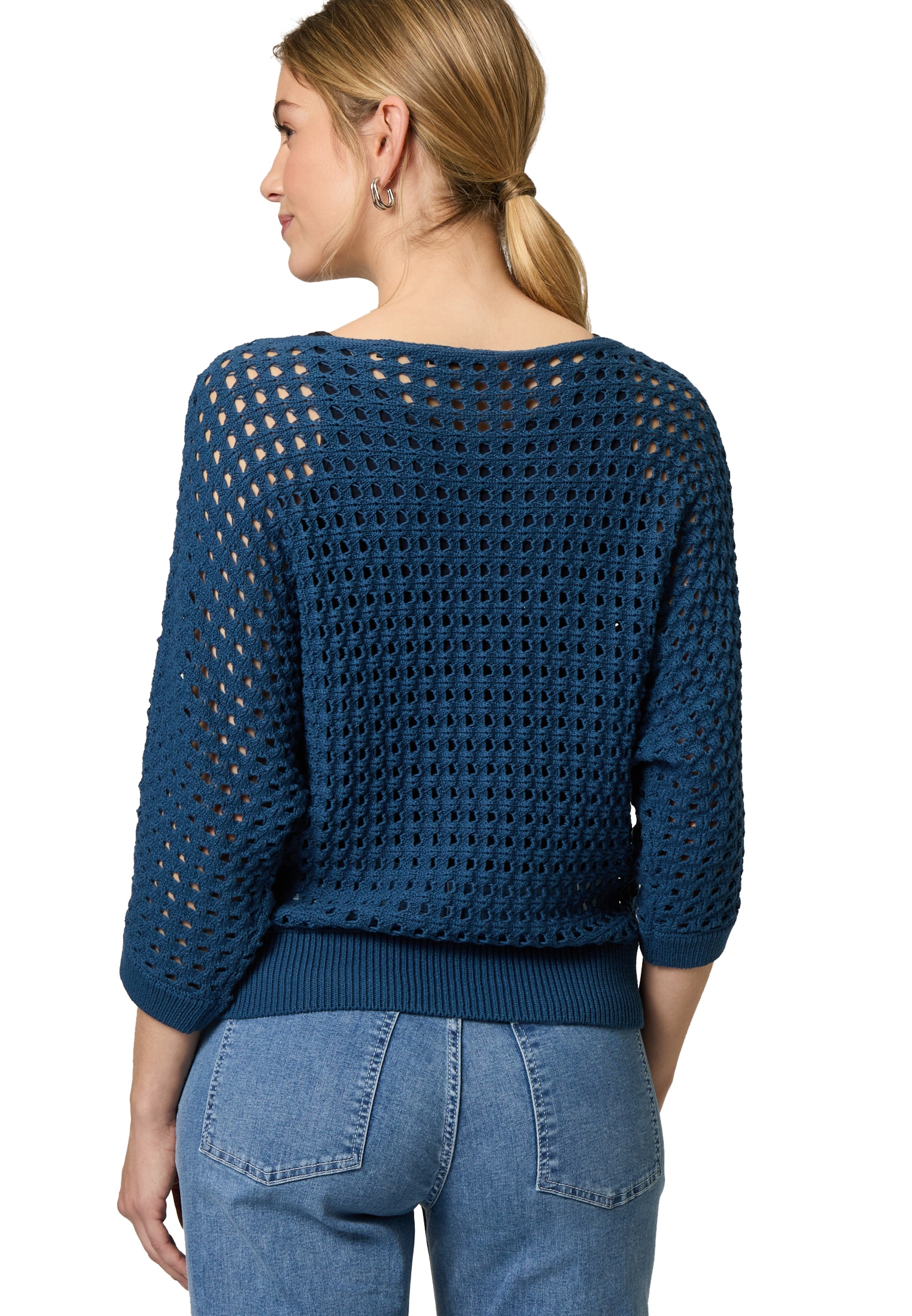 Zero Rundhalspullover »Pullover mit Lochmuster«