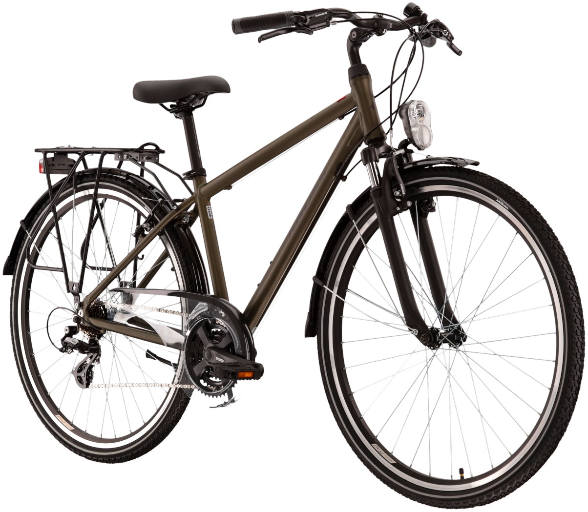 Kross Trekkingrad »KROSS Trekkingrad Trans 1.0 28" khaki«, 21 Gang, Shimano, ALTUS M310 Schaltwerk, Kettenschaltung