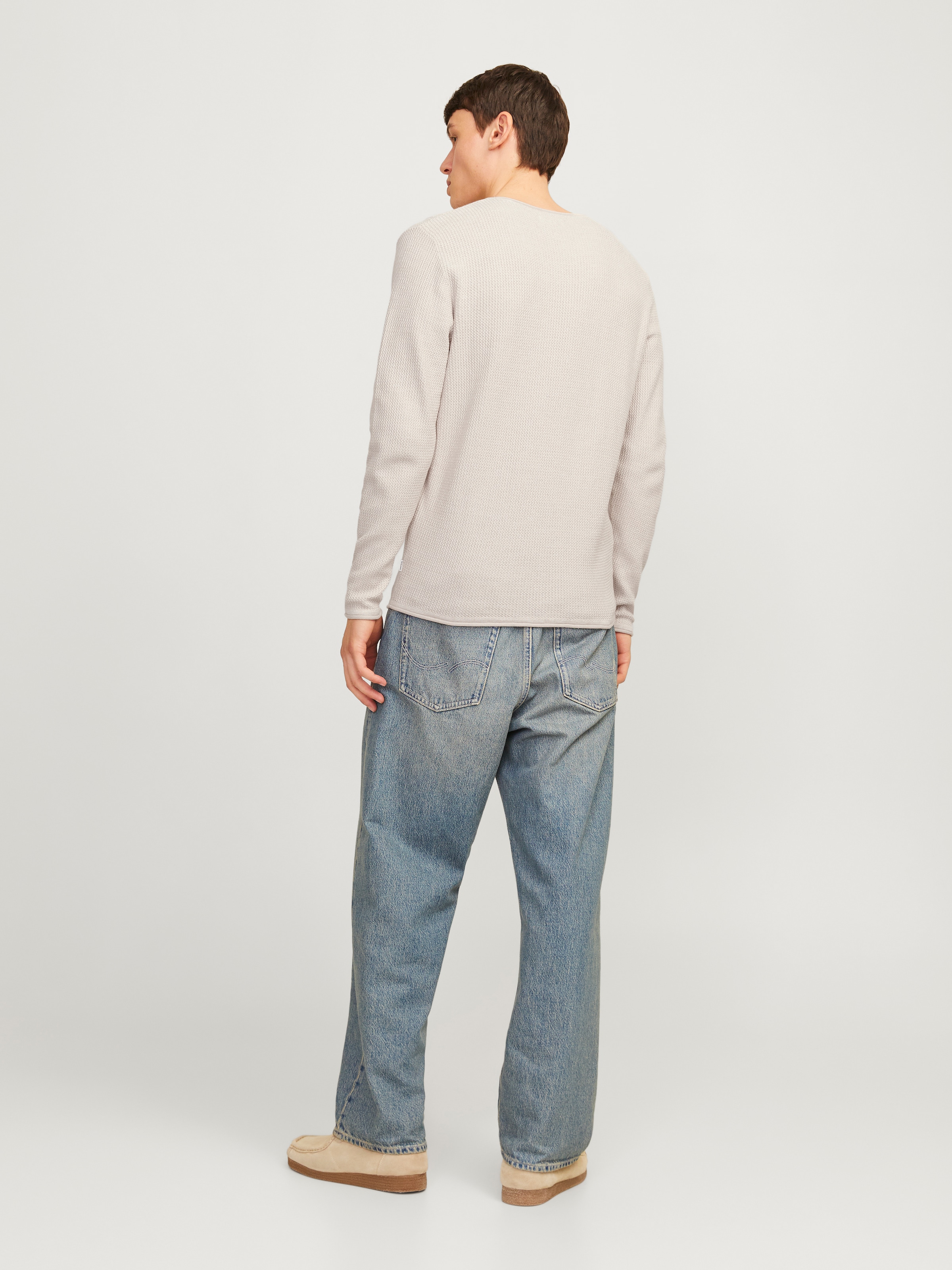 Jack & Jones Rundhalspullover »JJECOOPER KNIT CREW NECK NOOS«, in Strick Optik