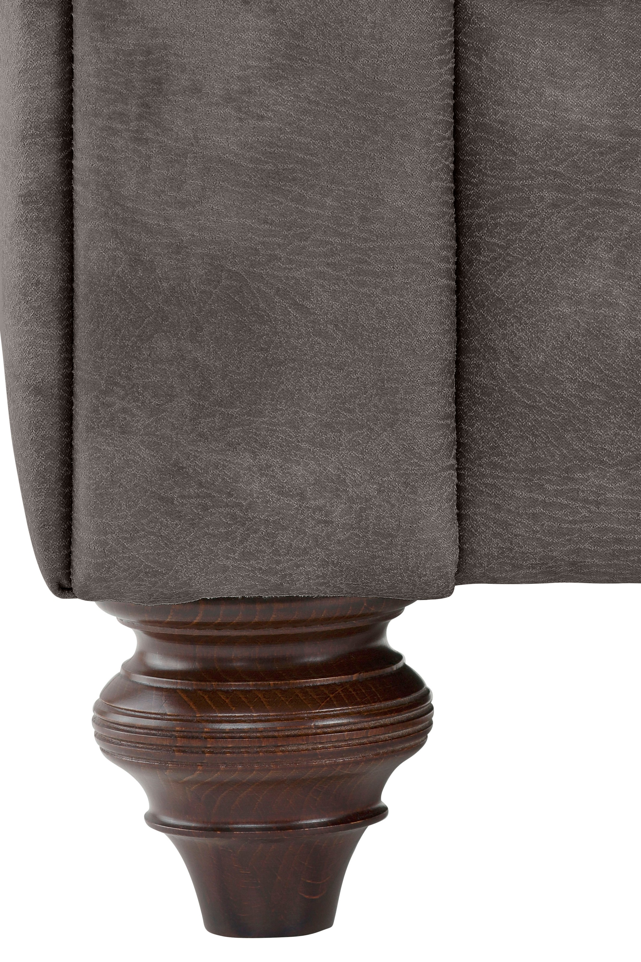 Home affaire Chesterfield-Sofa »Chesterfield 3-Sitzer B/T/H: 198/89/74 cm«, mit hochwertiger Knopfheftung, auch in Leder