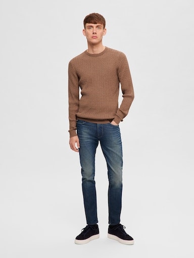 SELECTED HOMME Rundhalspullover »SLHBERG CABLE CREW NECK NOOS«