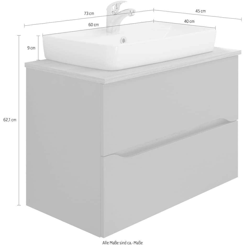 Saphir Waschtisch »Quickset Keramik-Aufsatzbecken mit Unterschrank, 73 cm breit«