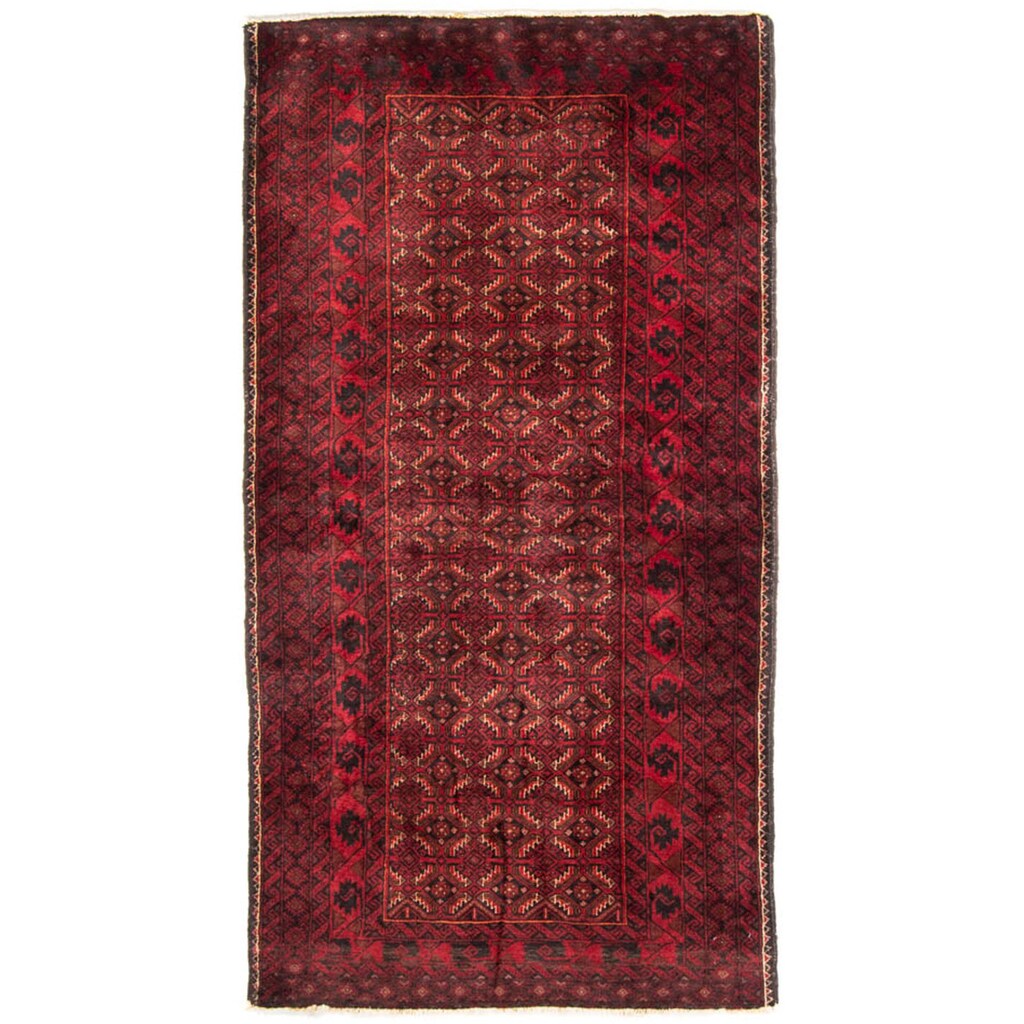 morgenland Hochflor-Läufer »Belutsch Durchgemustert Rosso scuro 216 x 107 cm«, rechteckig