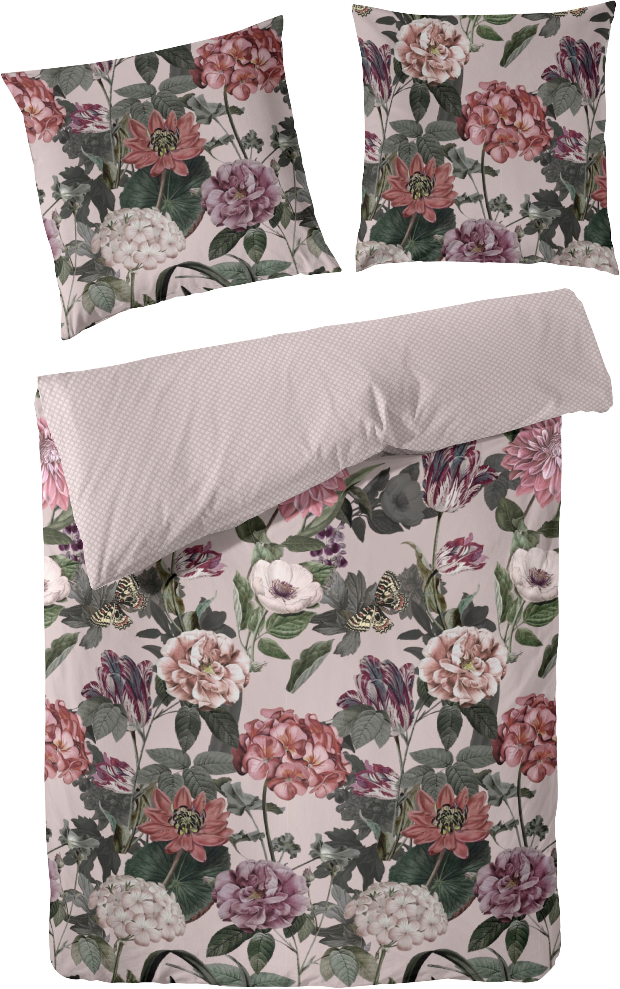 Primera Bettwäsche "Mako-Satin Bettwäsche "Blümerant"" 2 Stk. Mit großen Blumen