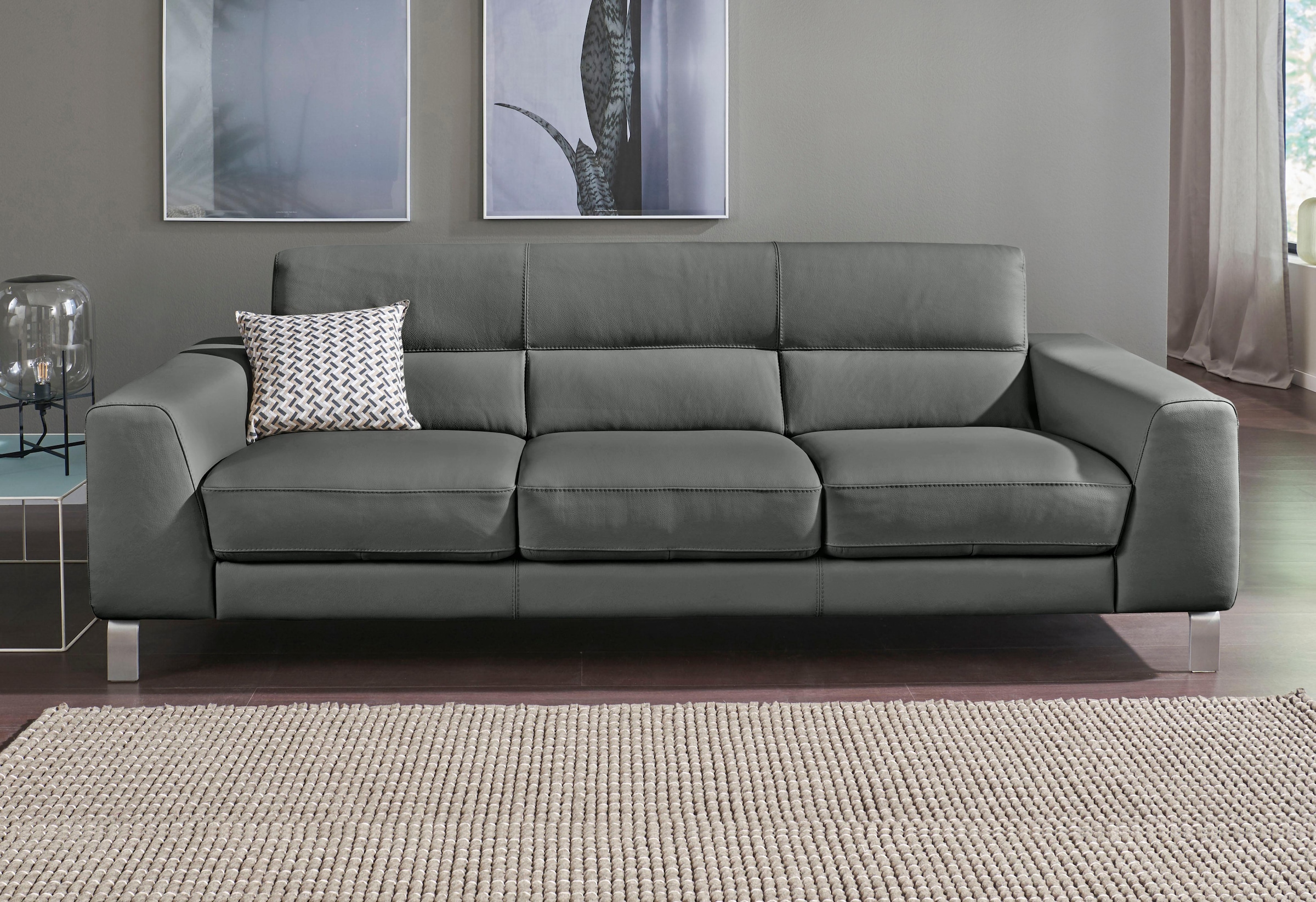 CALIA ITALIA 3-Sitzer »Simon, toller Sitzkomfort, italienisches Designsofa«, in zwei Lederqualitäten