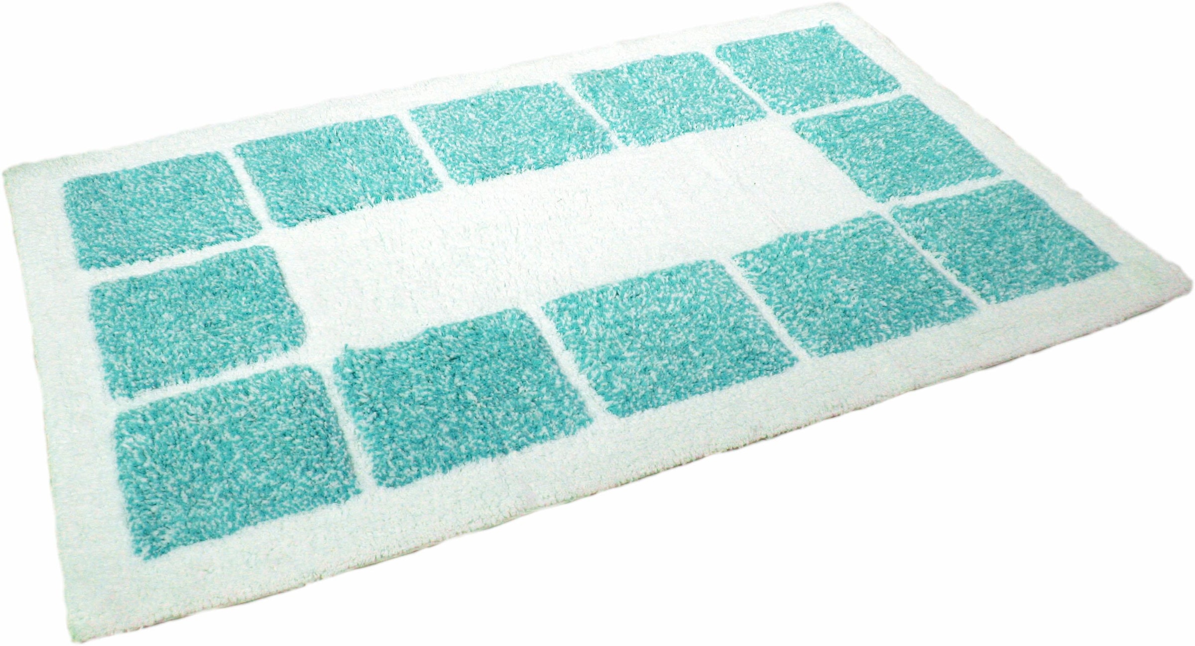 MESANA Badematte »Karo Melange« Höhe 15 mm rutschhemmend beschichtet fußbodenheizungsgeeignet modernes Design, mit Bordüre, rechteckig & quadratisch erhältlich