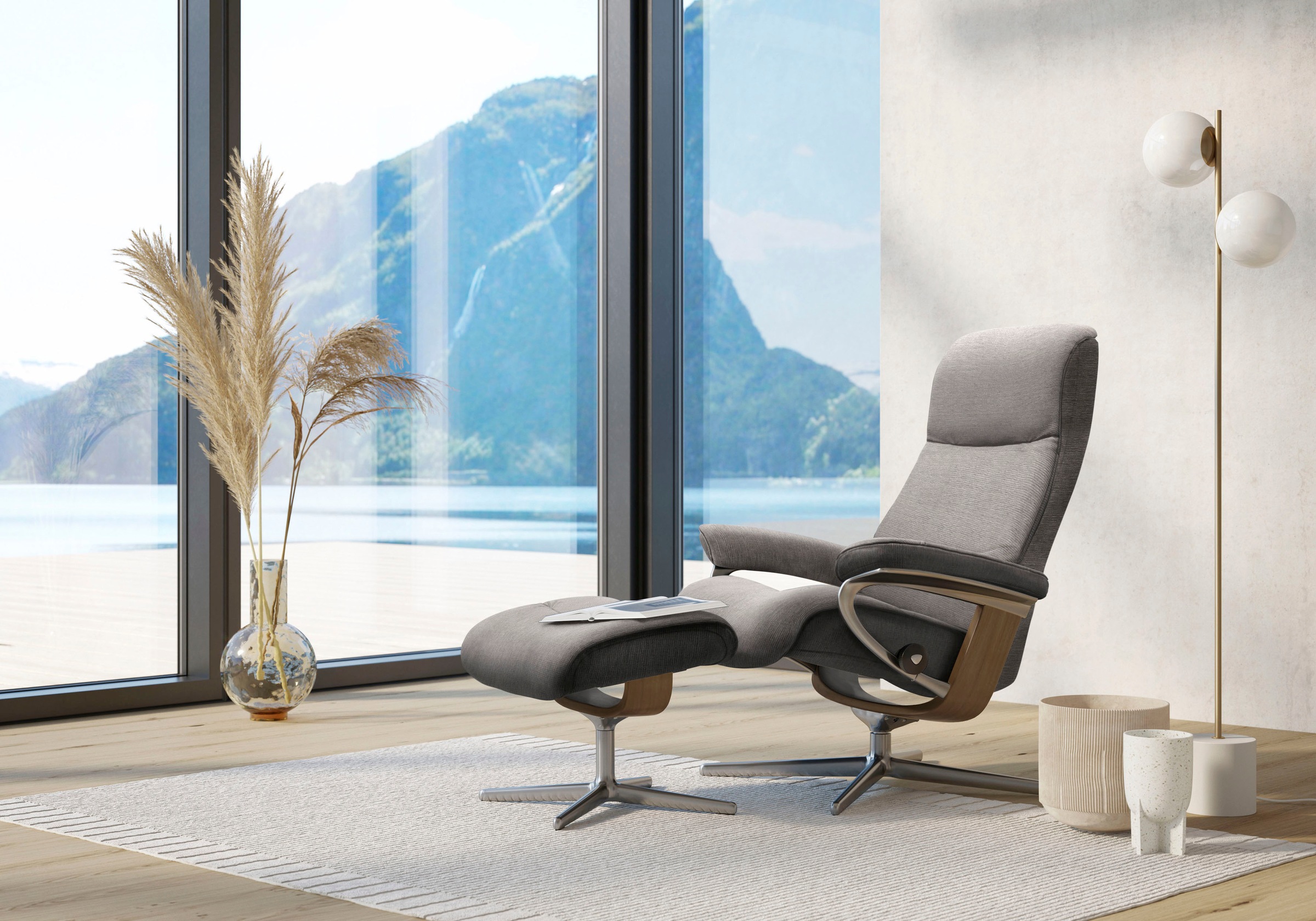 Stressless® Fußhocker »View«, mit Cross Base, Größe S, M & L, Holzakzent Eiche