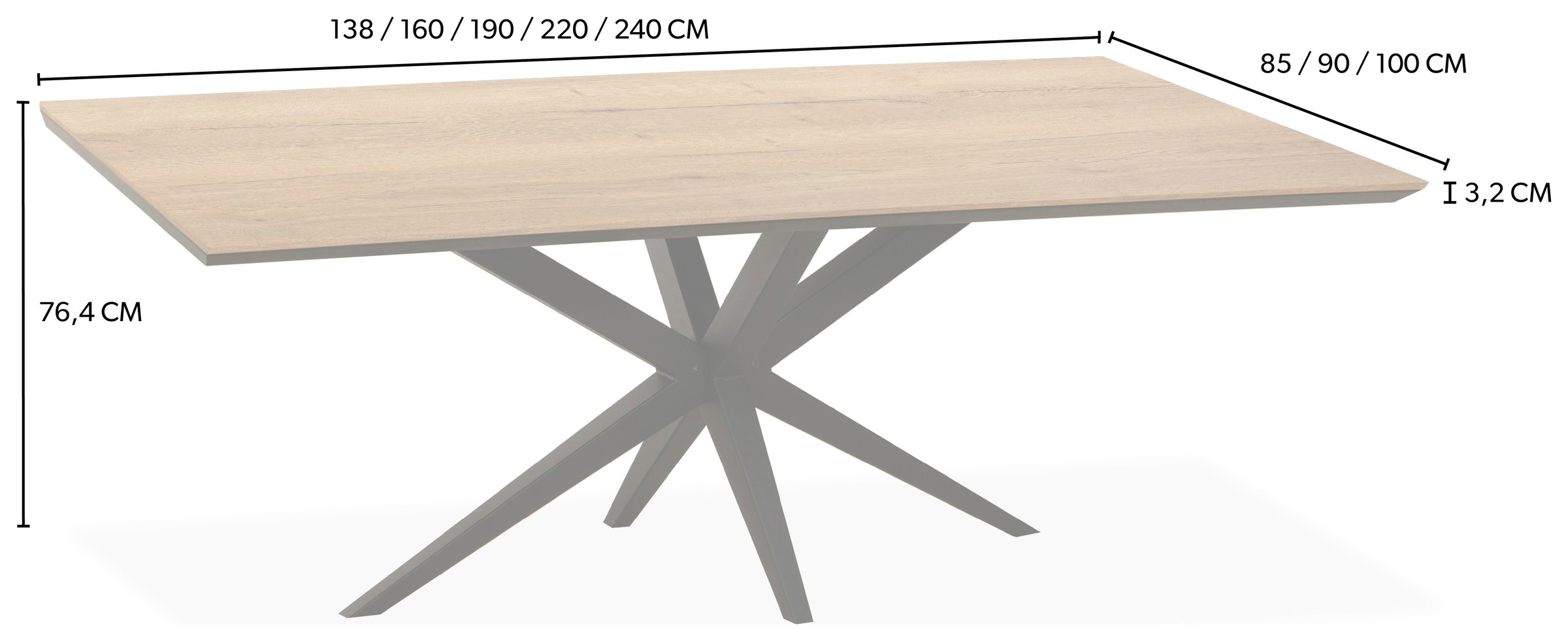 OMG Design Esstisch »Wellington« 1 Stk. tlg. Hochwertige Melamin-Tischplatte mit Metallgestell