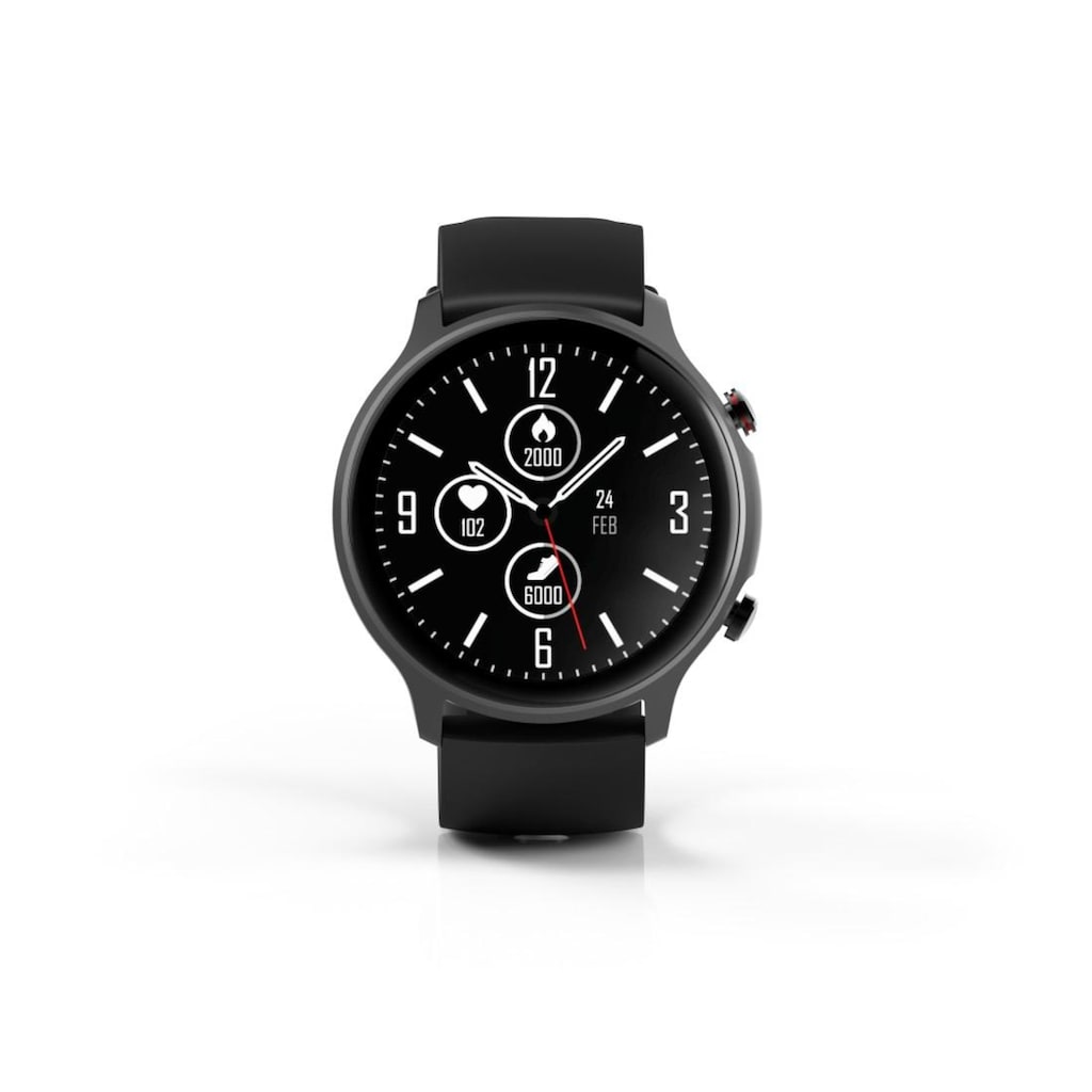 Hama Smartwatch »Smartwatch Herren GPS Pulsmessung, Blutsauerstoff, Herzfrequenz, Timer«, (Fitnesstracker, Schritte, Kalorien, Schlaf, Stress, Tempo, Musik, Uhr)