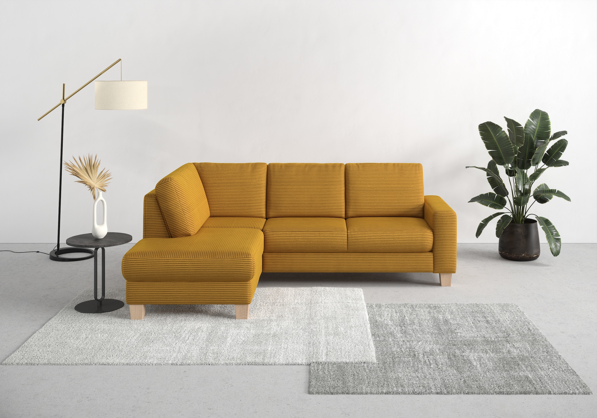 Home affaire Ecksofa »Summer L-Form«, mit Ottomane, wahlweise mit Bettfunktion und Bettkasten, Cord-Bezug