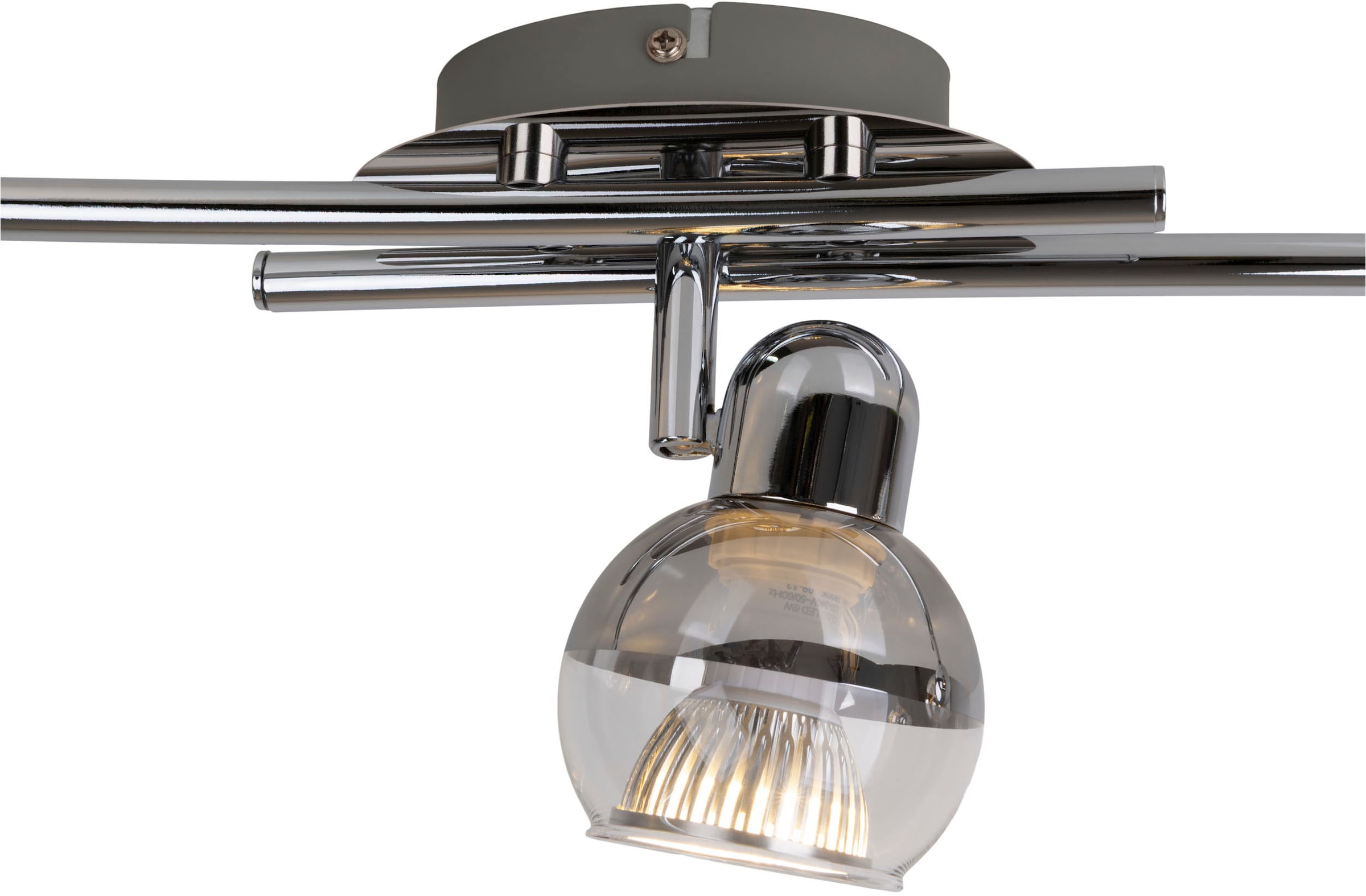 näve Deckenspots »Boccia« GU10 1 Stk. Warmweiß 1flg. incl. LED GU10 6W, chrom, Glasschirm, verstellbarer Spot, D:14cm