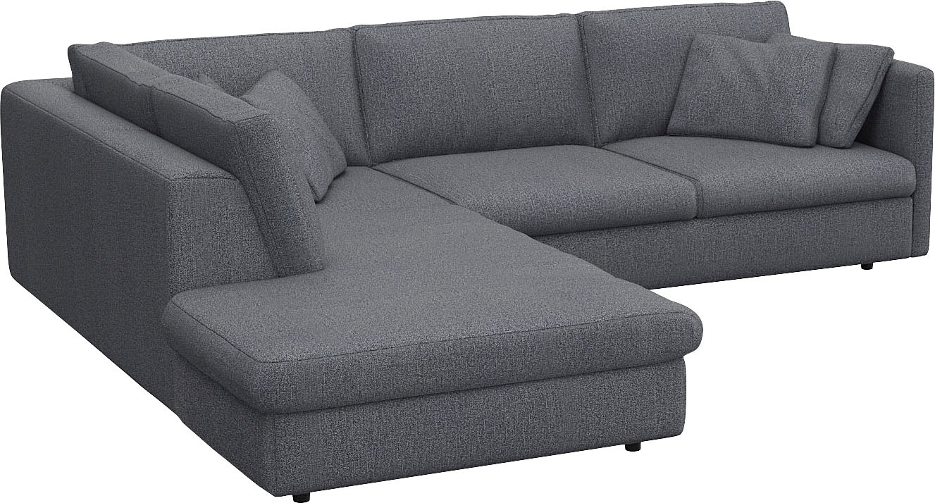 FLEXLUX Ecksofa »Lovane, elegant und zeitlos, bequem, L-Form«, Weich & anschmiegsam, große Sitztiefe auf Kaltschaum, Dekokissen inkl.